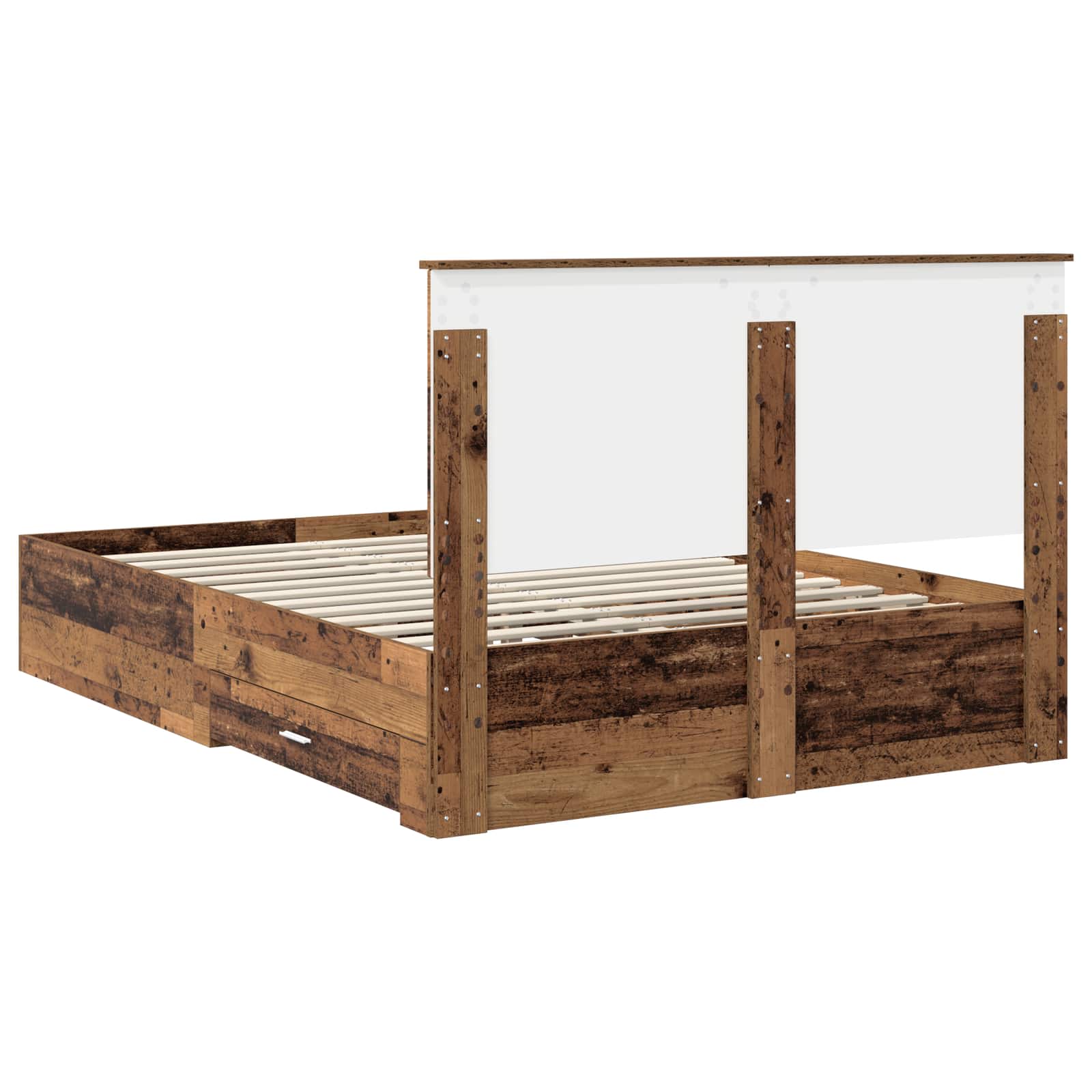 Sengestamme med skuff Gammelt tre 135 x 190 cm Konstruert tre