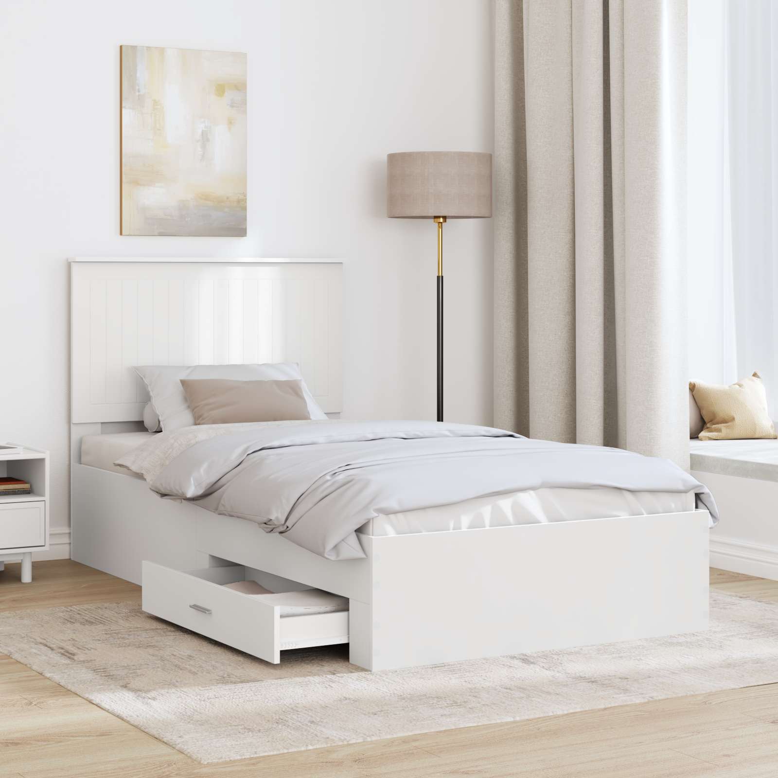 Sengestamme med hodegjerde Hvit 100 x 200 cm Konstruert tre