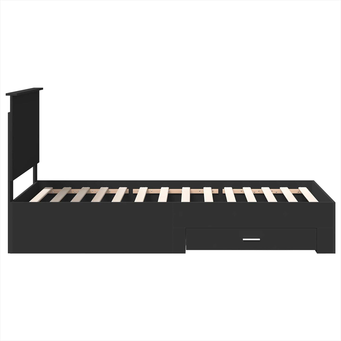 Sengestamme med skuff Svart og sølv 90 x 200 cm Konstruert tre