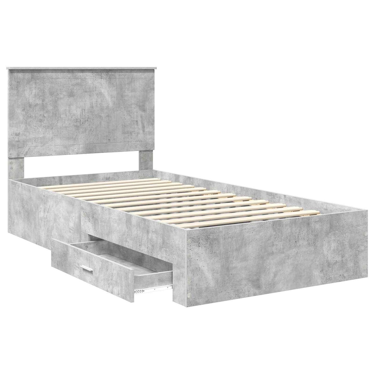 Sengestamme med skuff Betonggrå 100 x 200 cm Konstruert tre