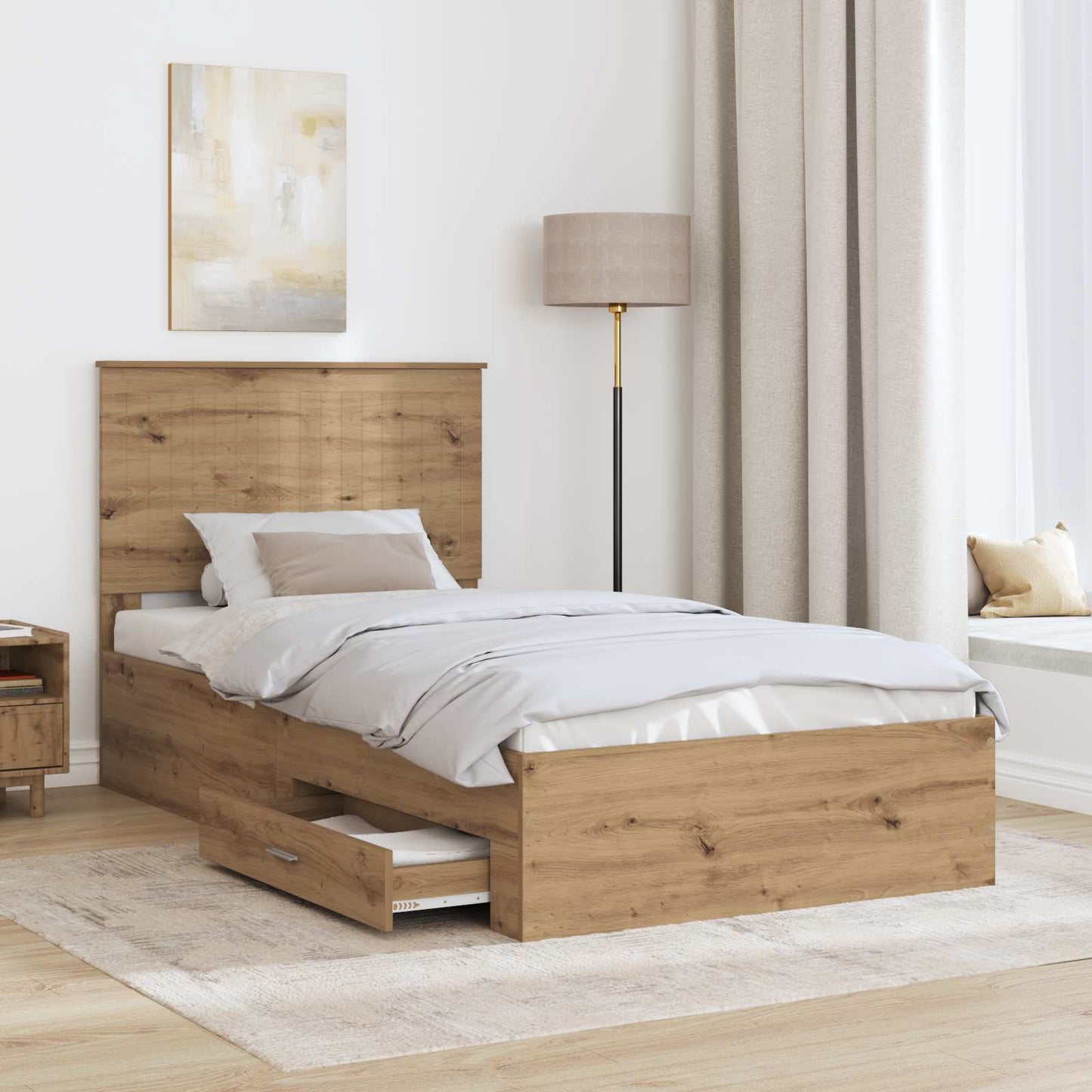 Sengestamme med skuff Artisan Eik 100 x 200 cm Konstruert tre