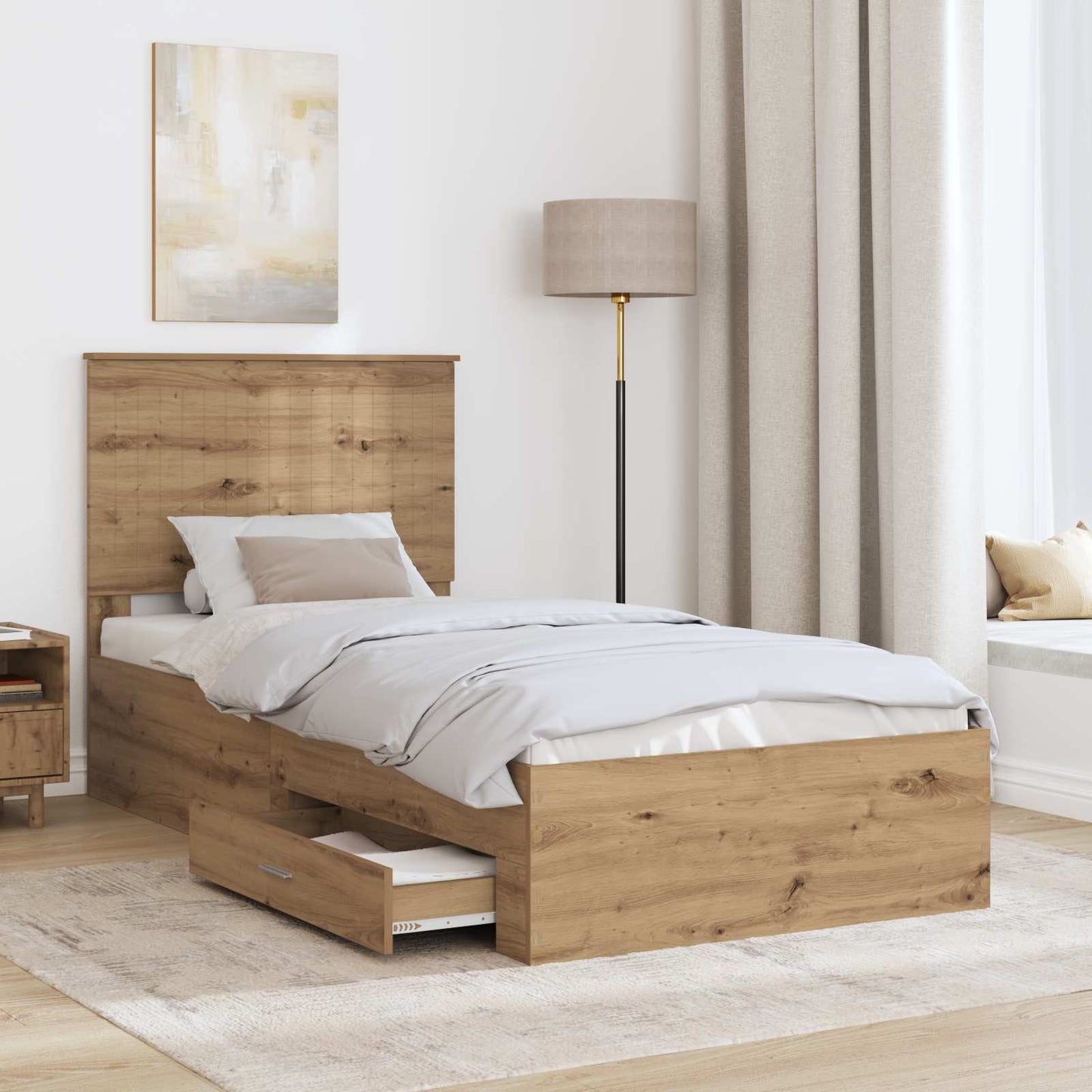 Sengestamme med skuff Artisan Eik 90 x 190 cm Konstruert tre