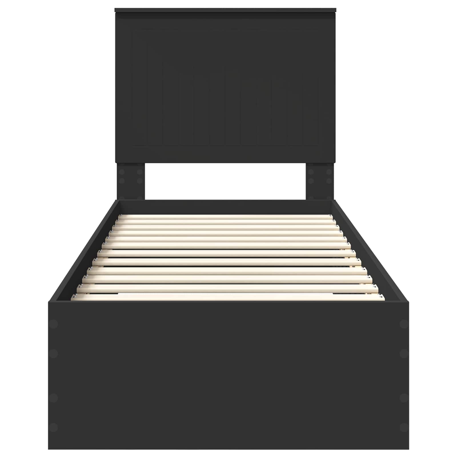Sengestamme med skuff Svart og sølv 75 x 190 cm Konstruert tre