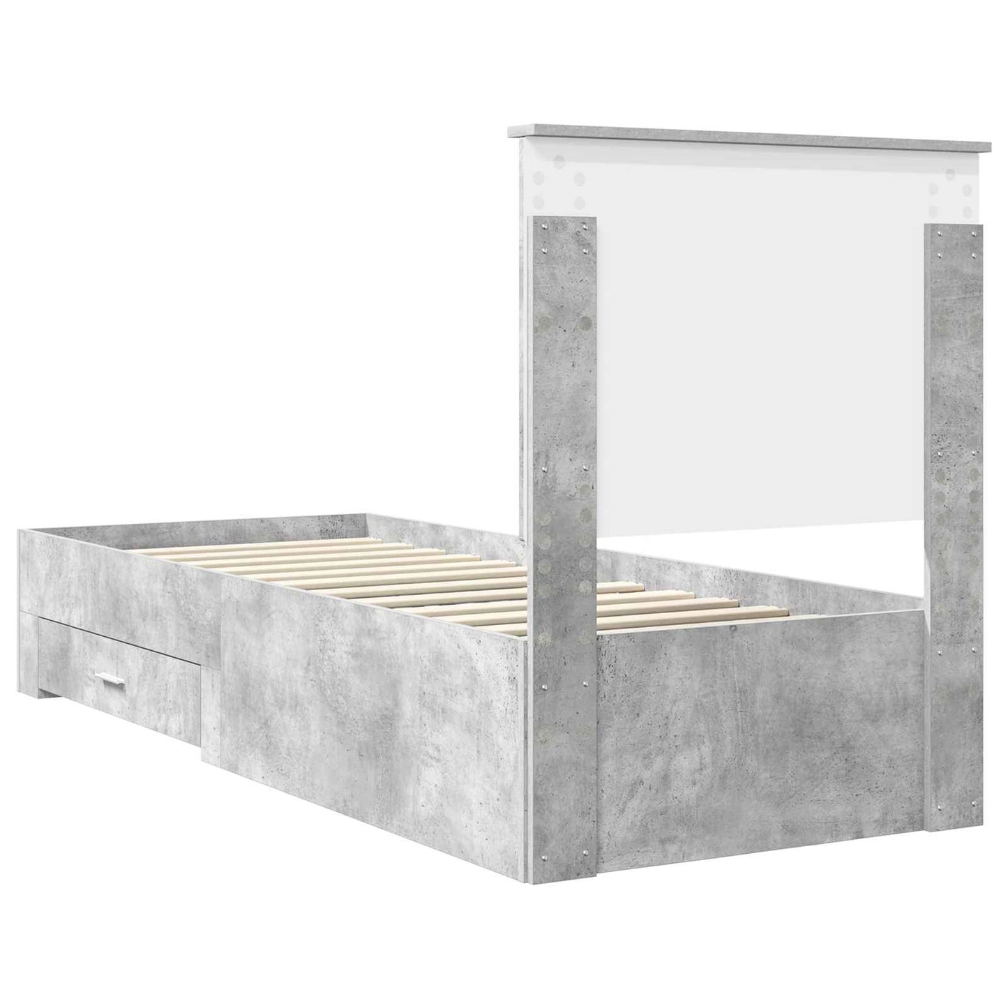 Sengestamme Betonggrå og Sølv 70 x 190 cm Konstruert tre