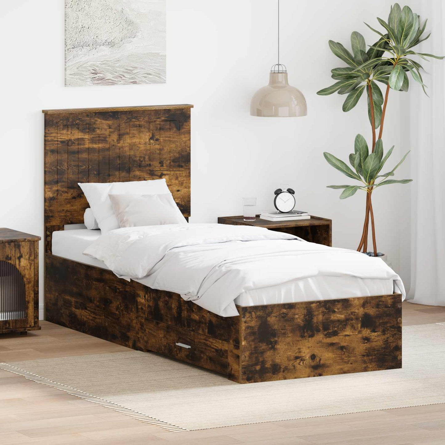 Sengestamme Røkt Eik og Sølv 70 x 190 cm Konstruert tre