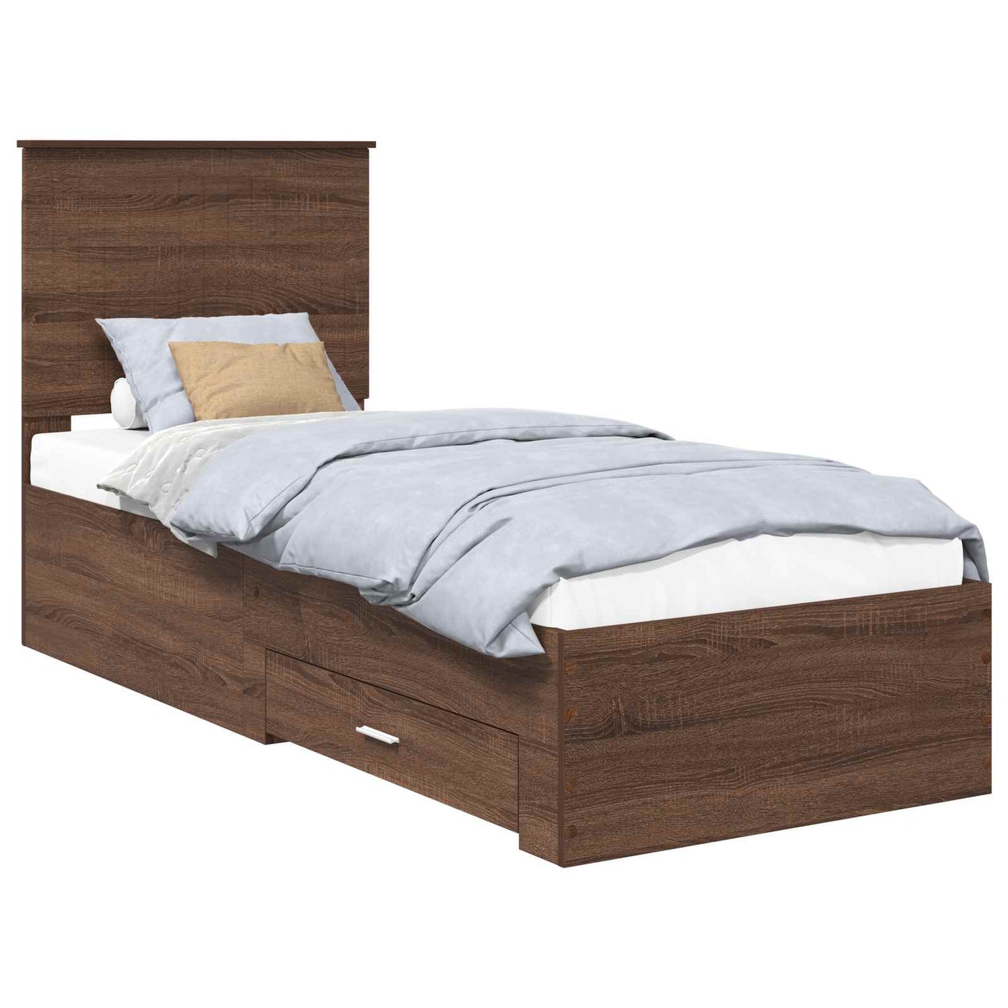Sengestamme Brun Eik og Sølv 70 x 190 cm Konstruert tre