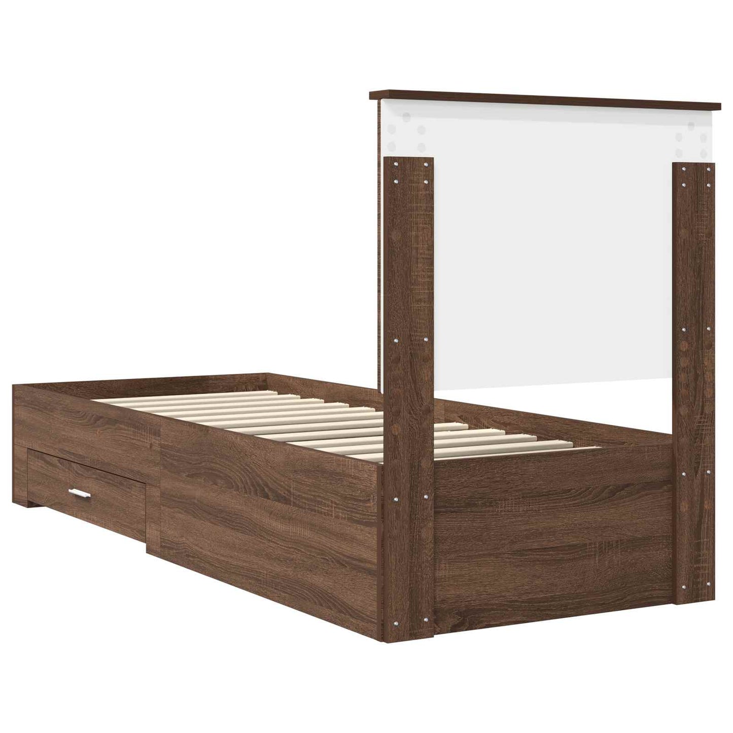Sengestamme Brun Eik og Sølv 70 x 190 cm Konstruert tre