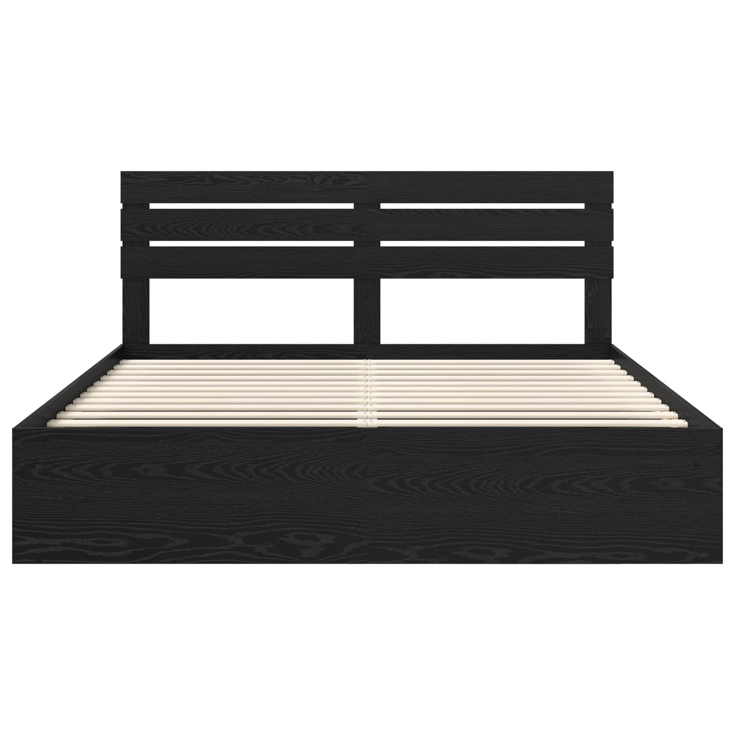 Sengestamme med hodegjerde Svart 200 x 200 cm Massiv furu
