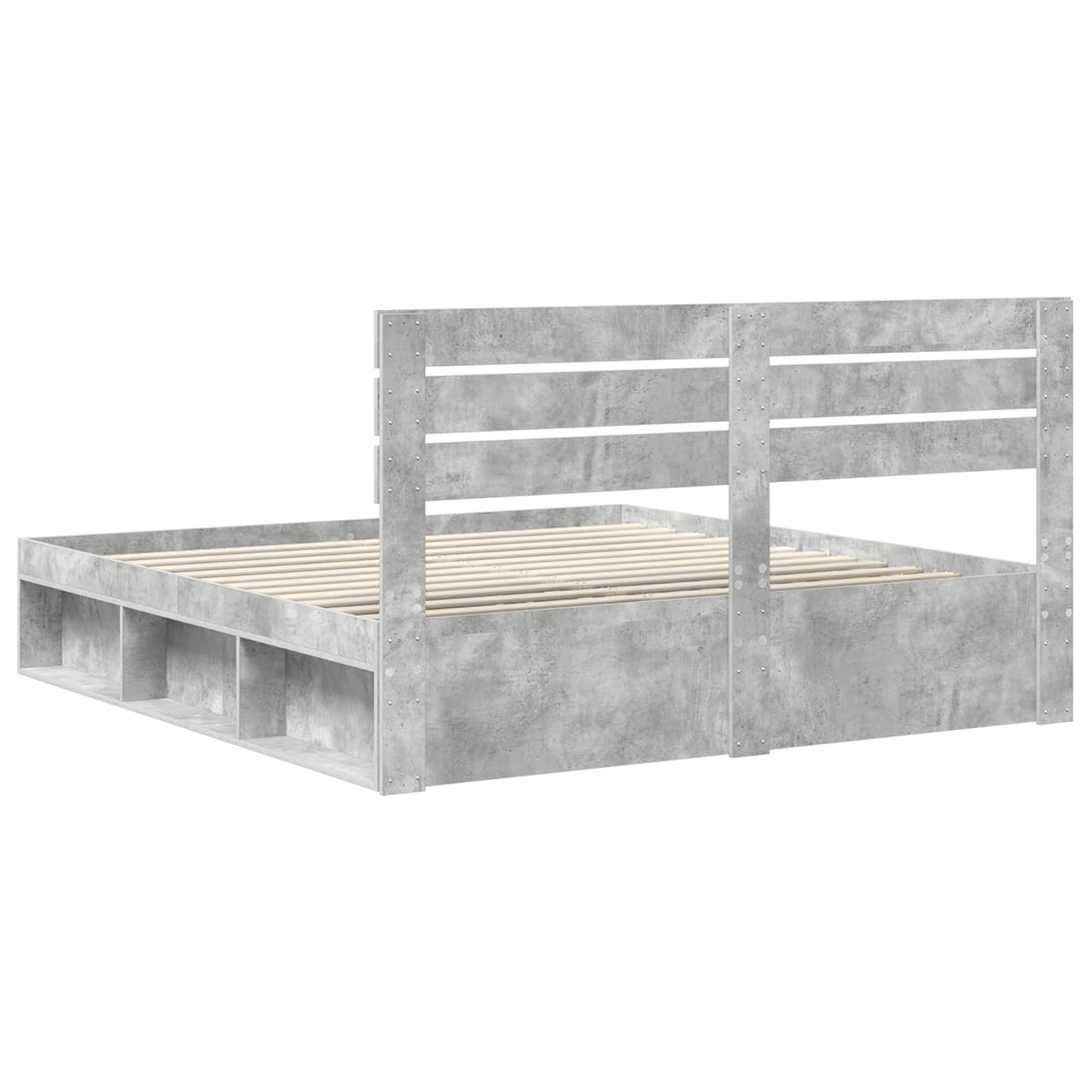 Sengestamme med hodegjerde Betong 180 x 200 cm Massiv furu