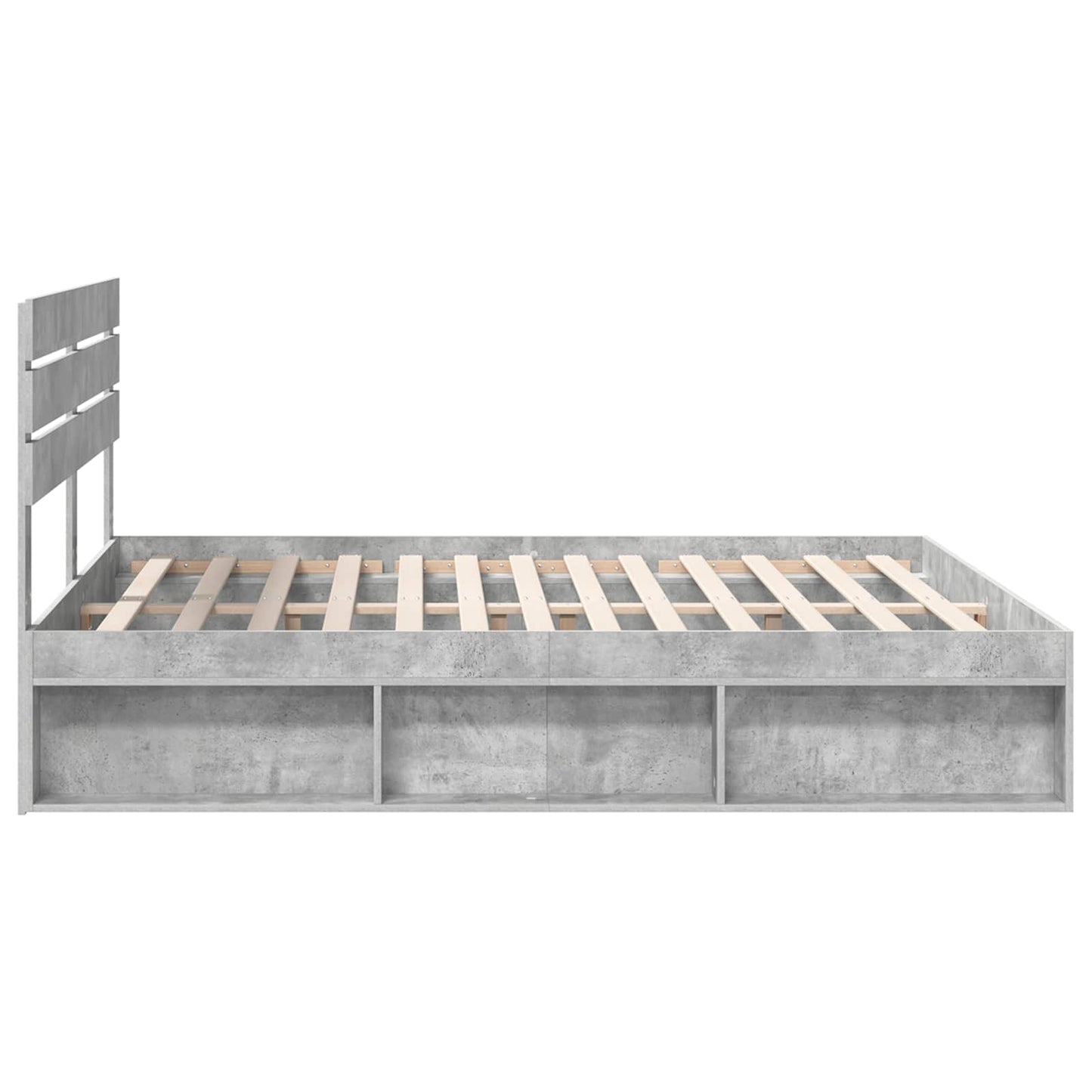 Sengestamme med hodegjerde Betong 180 x 200 cm Massiv furu