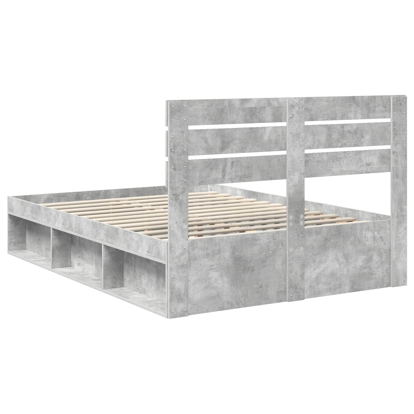 Sengestamme med hodegjerde Betong 160 x 200 cm Massiv furu
