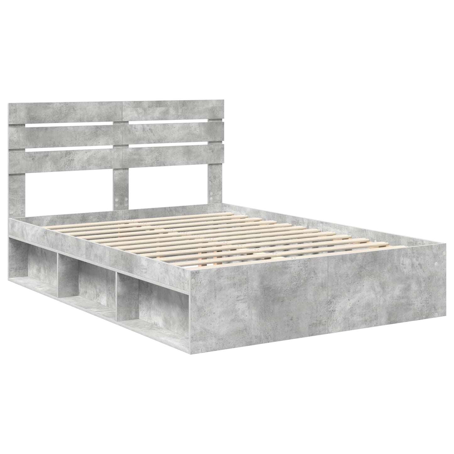 Sengestamme med hodegjerde Betong 140 x 190 cm Massiv furu