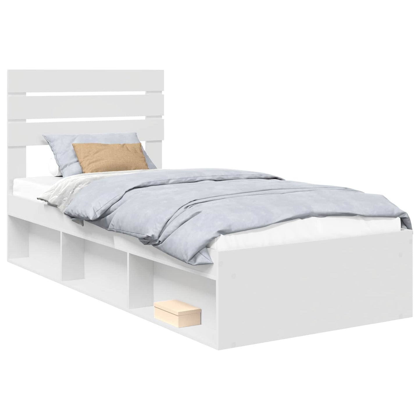 Sengestamme med hodegjerde Hvit 100 x 200 cm Massiv furu