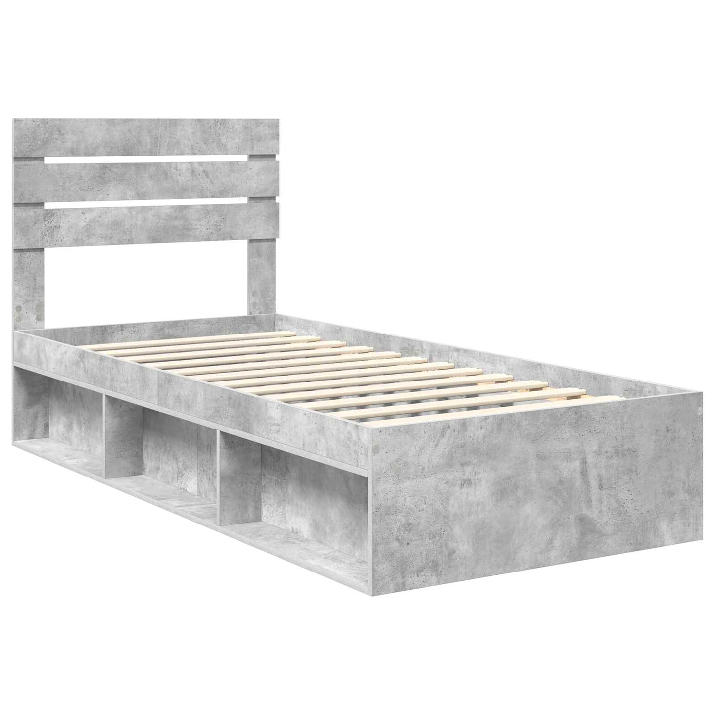 Sengestamme med hodegjerde Betonggrå 100 x 200 cm Massiv furu
