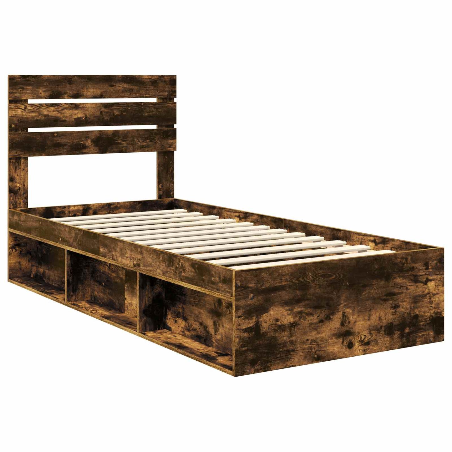 Sengestamme med hodegjerde Røkt eik 100 x 200 cm Massiv furu