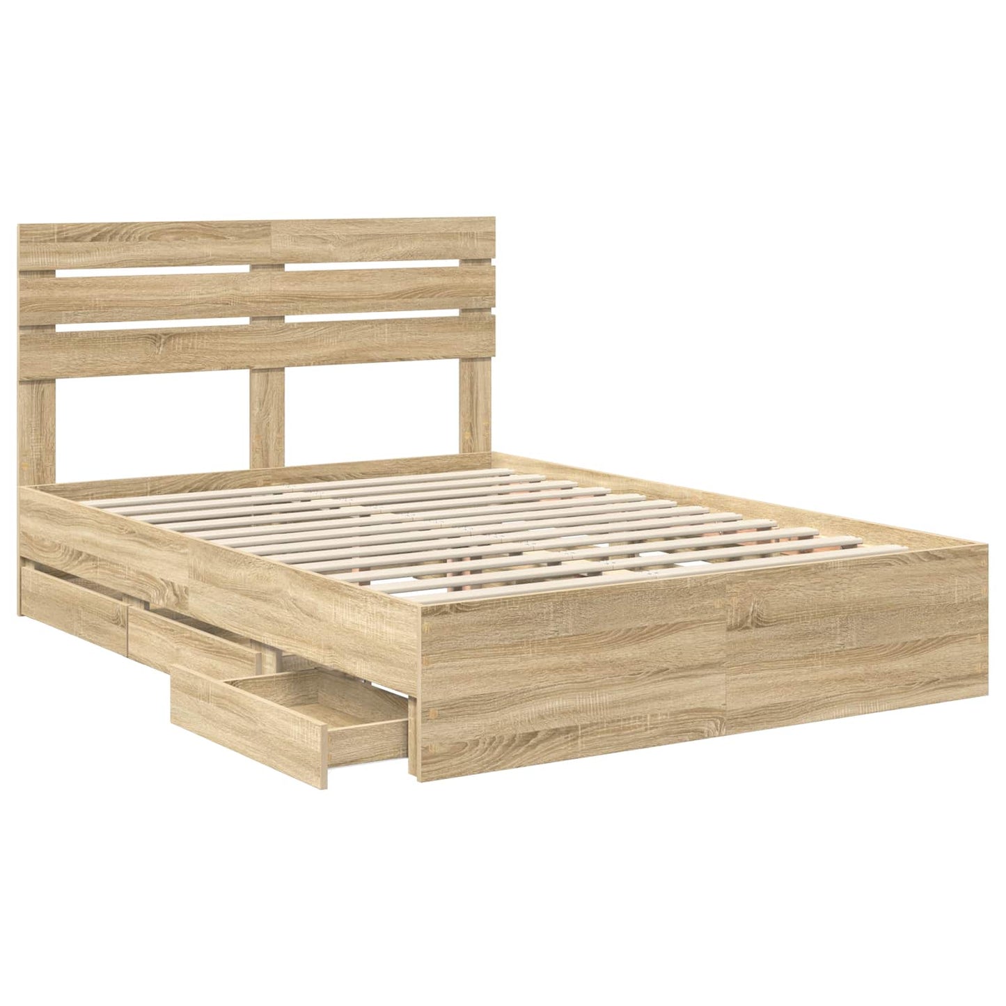 Sengestamme med skuff Sonoma eik 150 x 200 cm Ingeniørtre