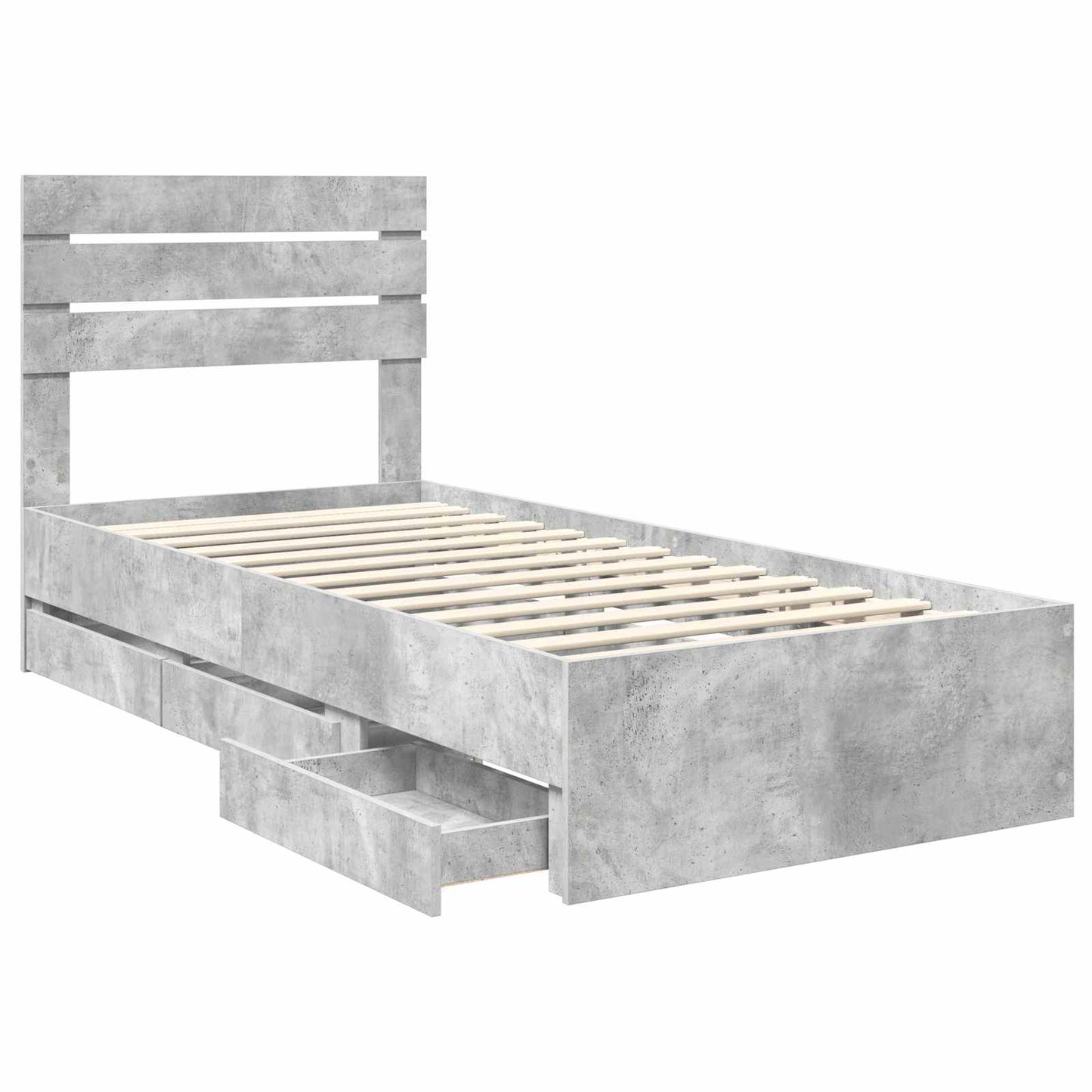 Sengestamme med skuff Betonggrå 90 x 190 cm Ingeniørtre