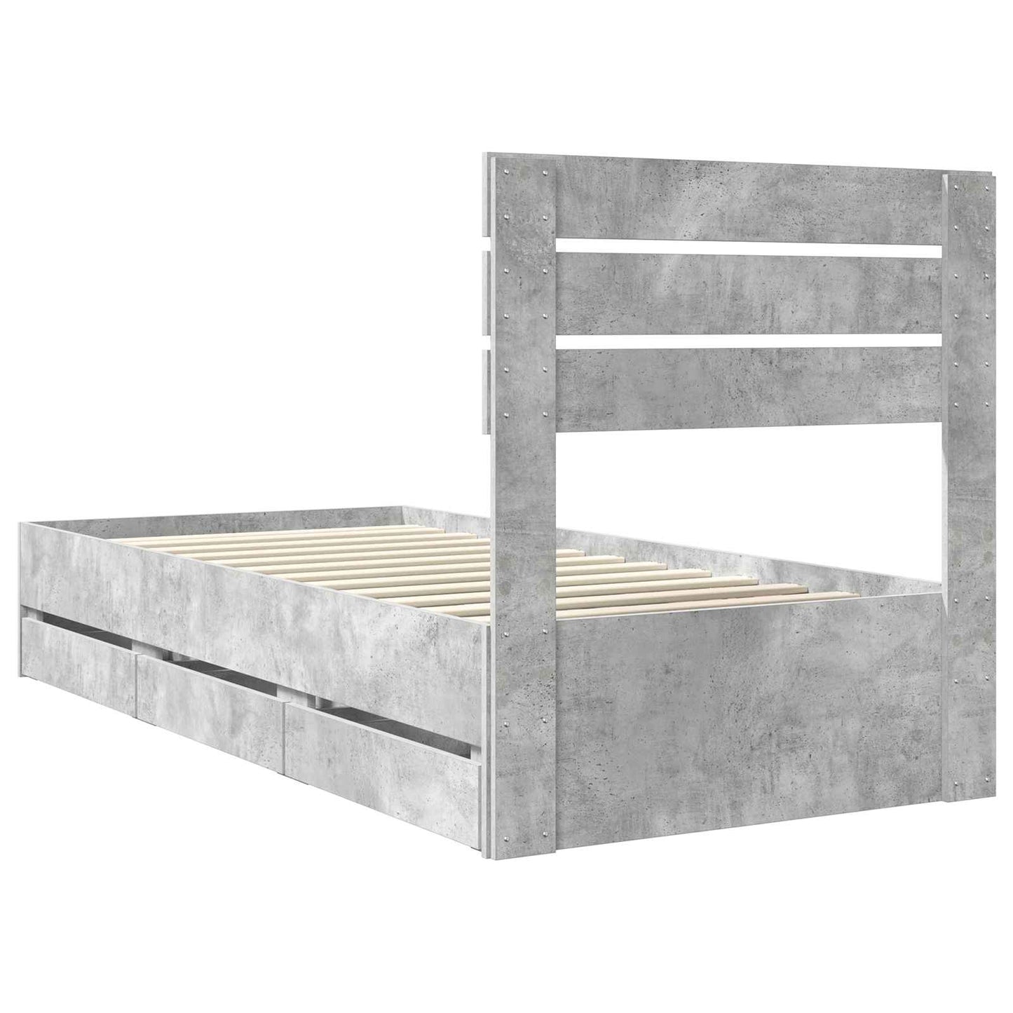 Sengestamme med skuff Betonggrå 90 x 190 cm Ingeniørtre