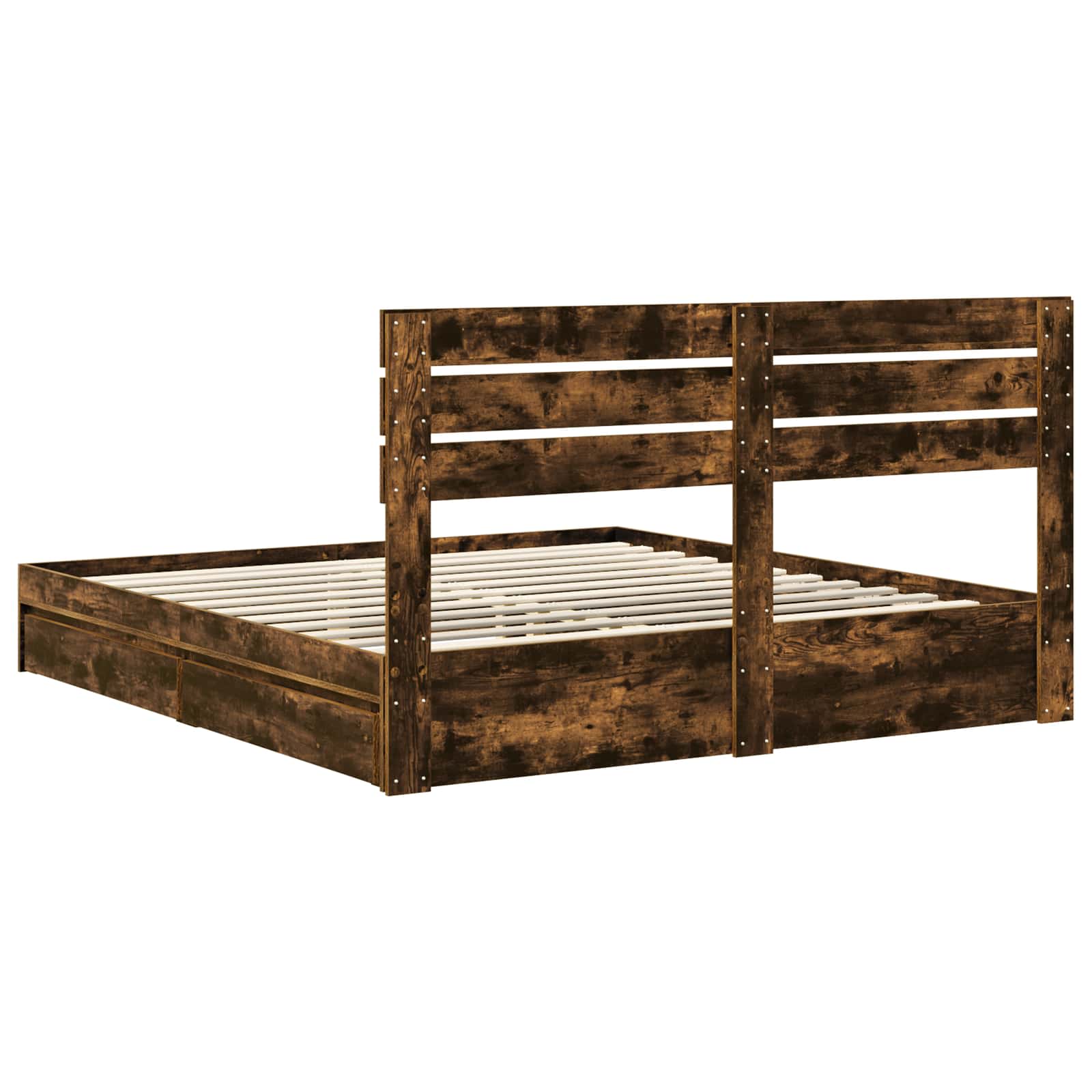 Seng med Oppbevaring Røkt eik 180 x 200 cm Konstruert tre