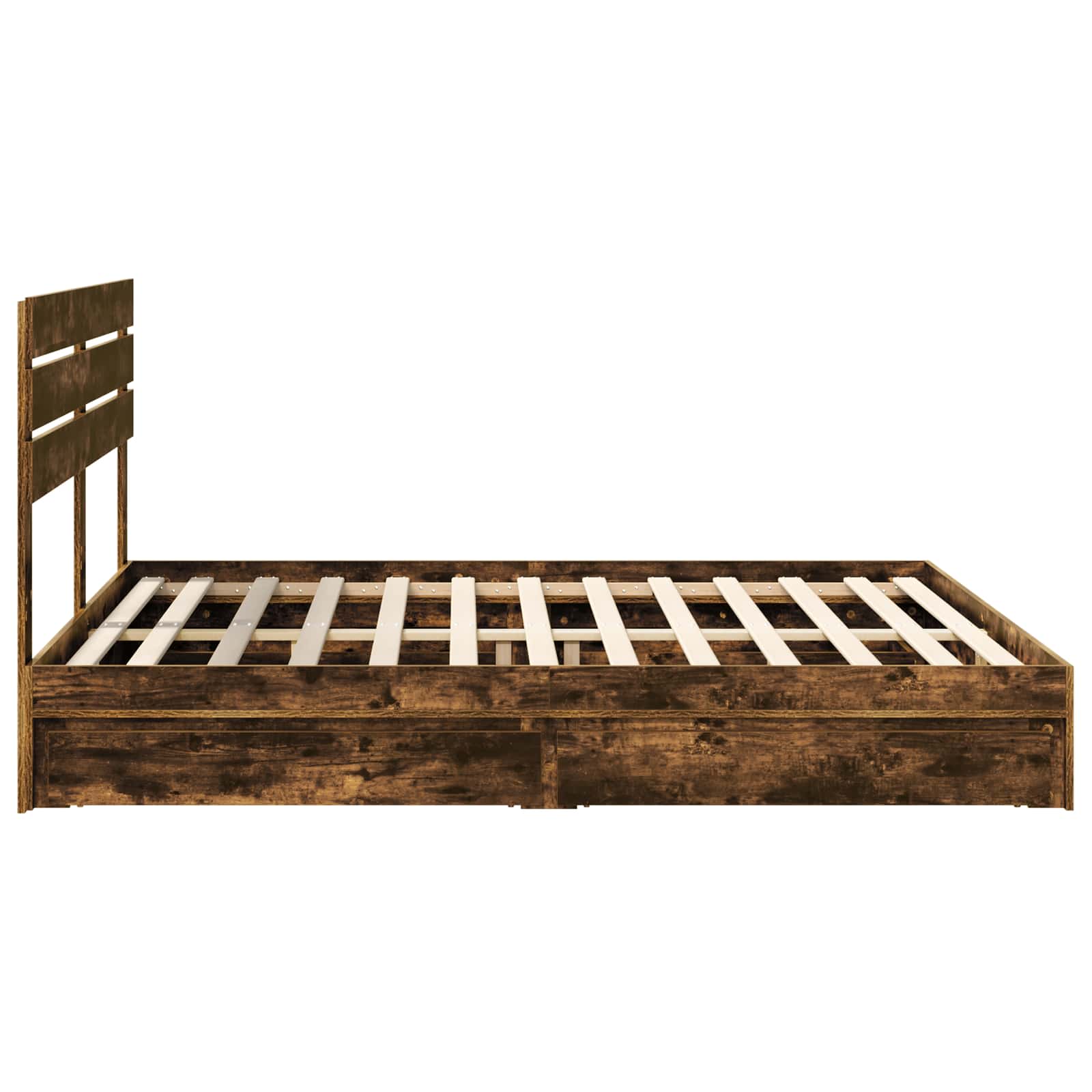 Seng med Oppbevaring Røkt eik 180 x 200 cm Konstruert tre