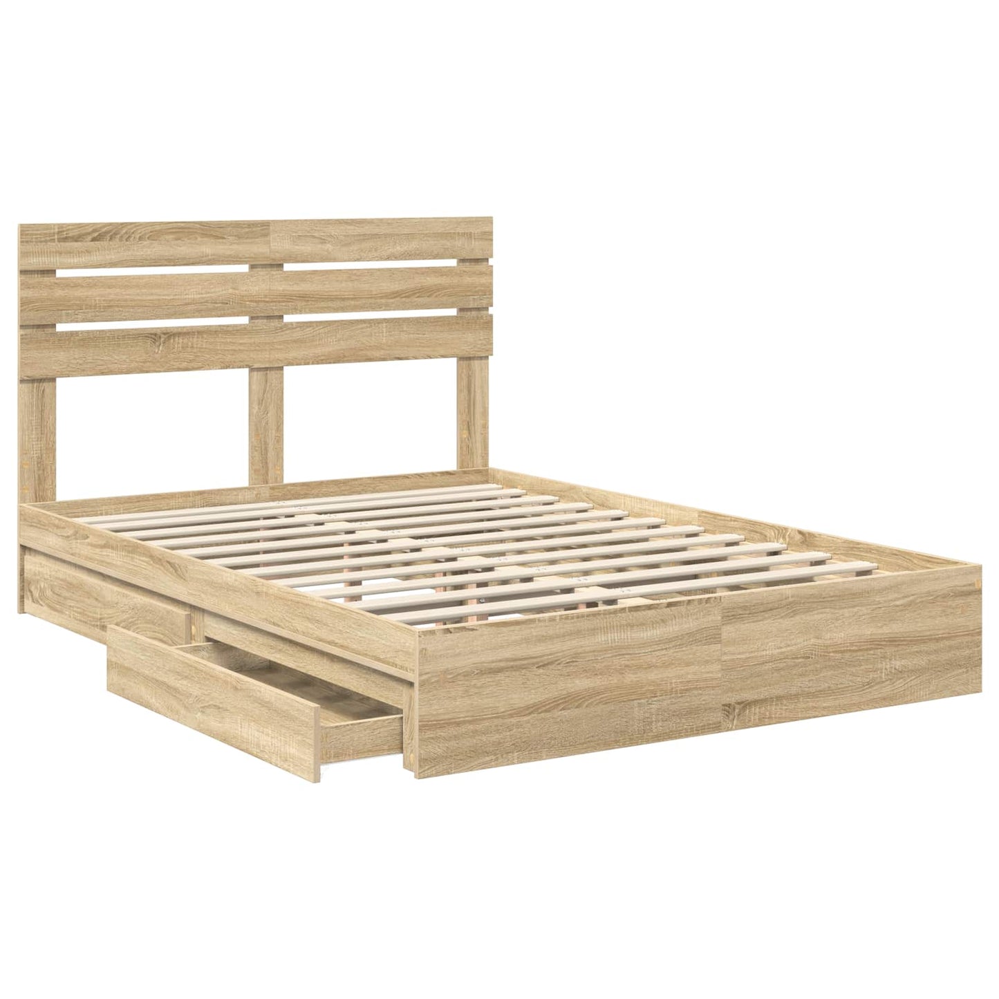 Seng med Oppbevaring Sonoma eik 160 x 200 cm Konstruert tre