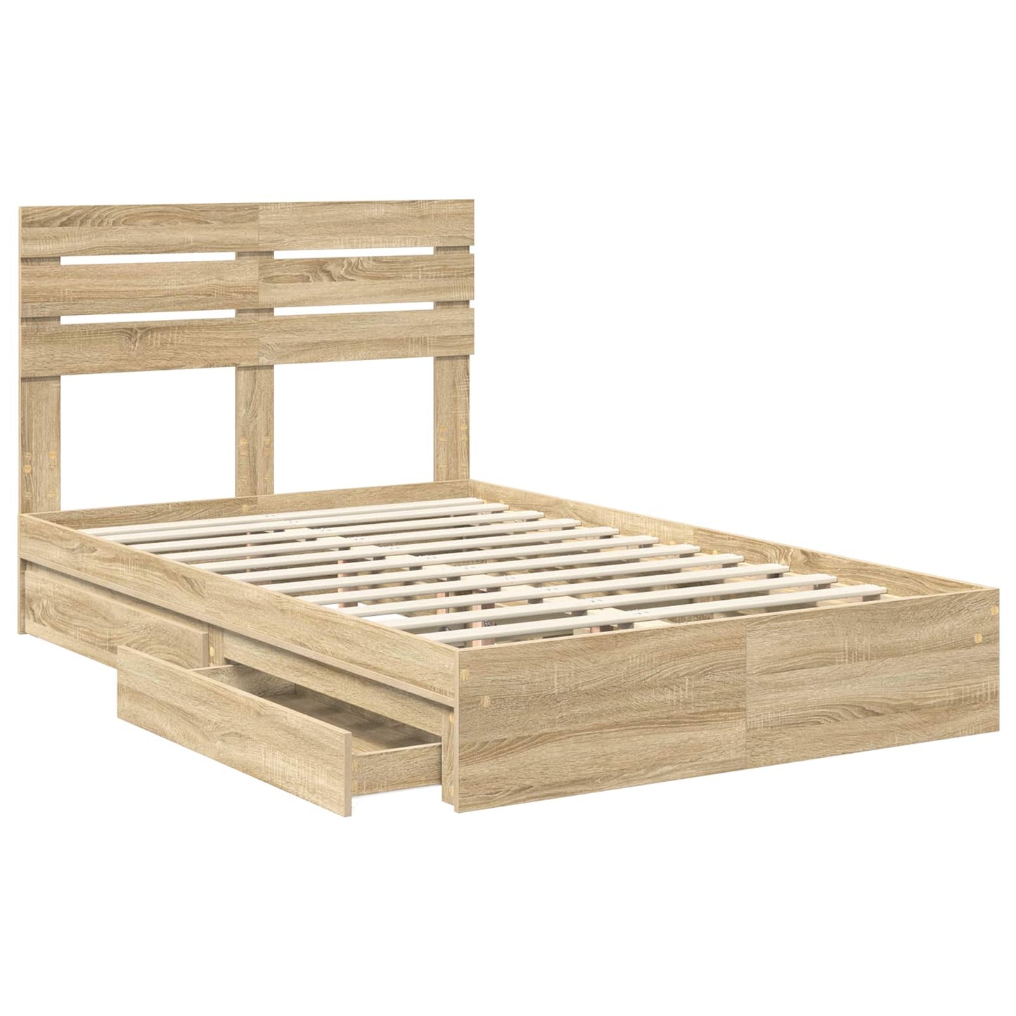 Seng med Oppbevaring Sonoma eik 135 x 190 cm Konstruert tre