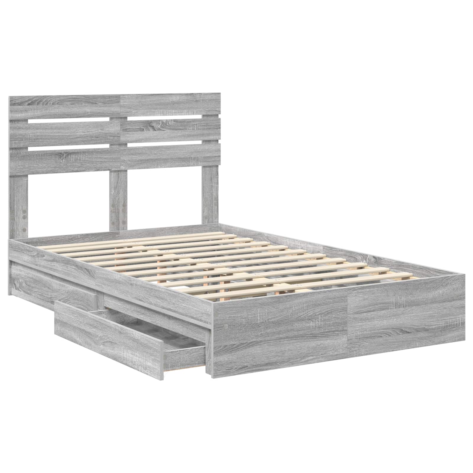 Seng med Oppbevaring Grå Sonoma 135 x 190 cm Konstruert tre