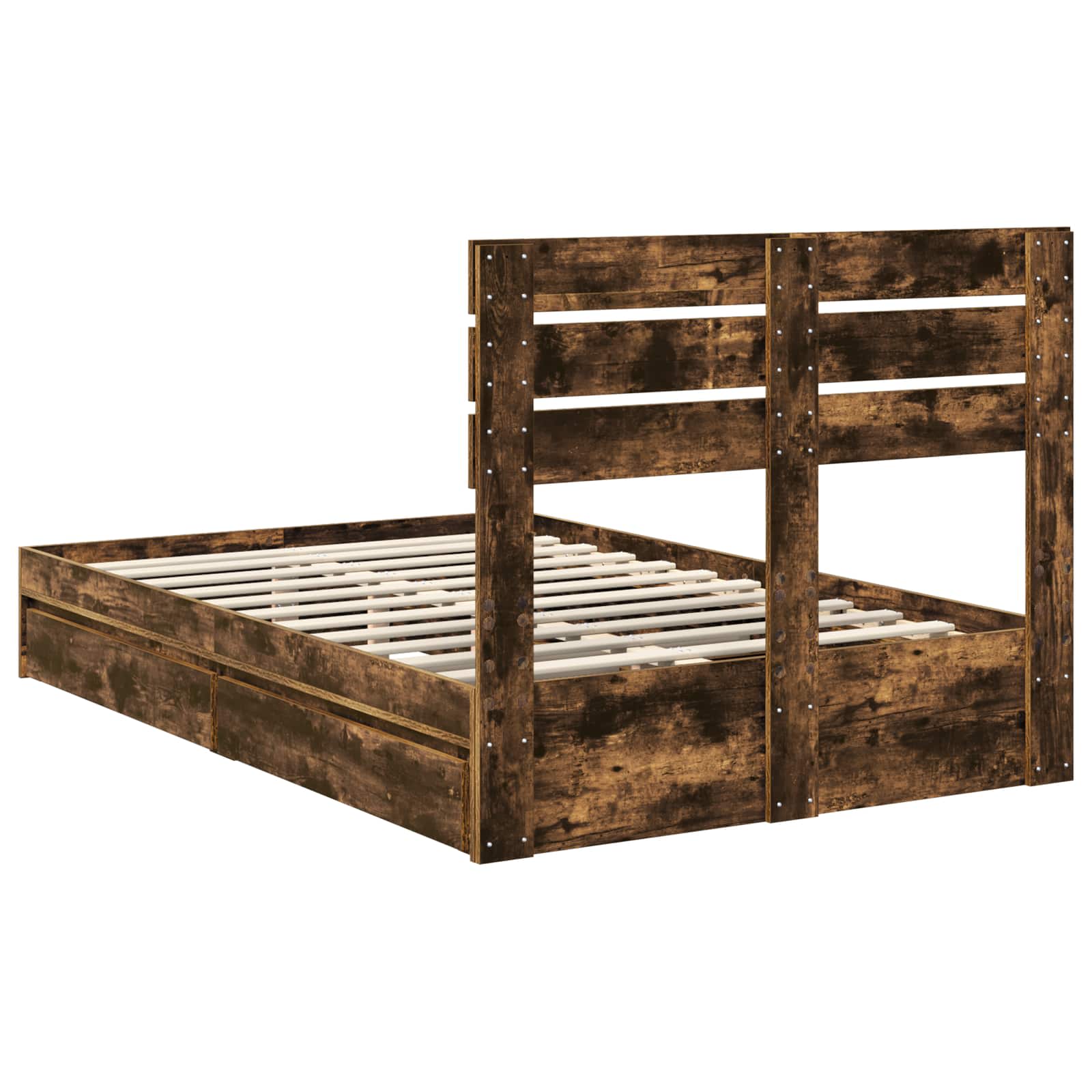 Seng med Oppbevaring Røkt eik 120 x 200 cm Konstruert tre