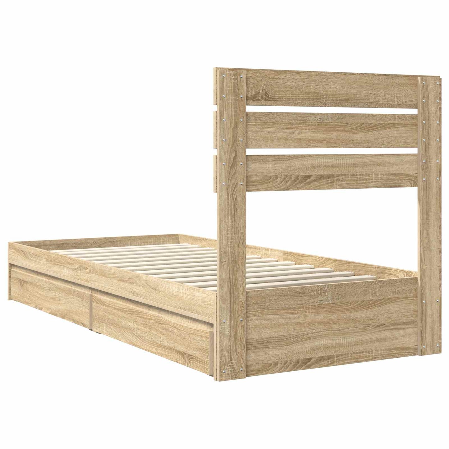Seng med Oppbevaring Sonoma eik 90 x 190 cm Konstruert tre