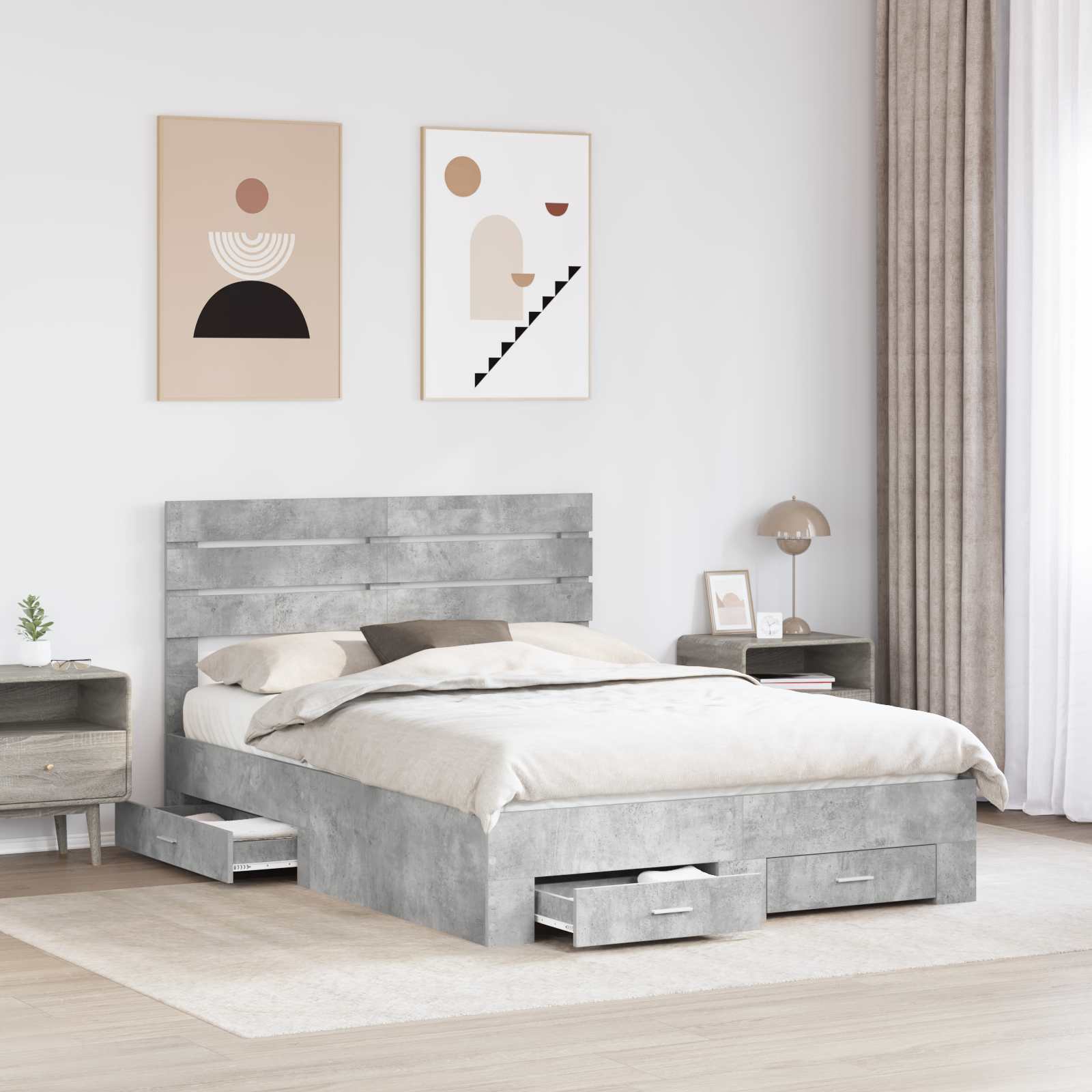 Sengestamme med skuff med hodegjerde med lagring Konstruert tre