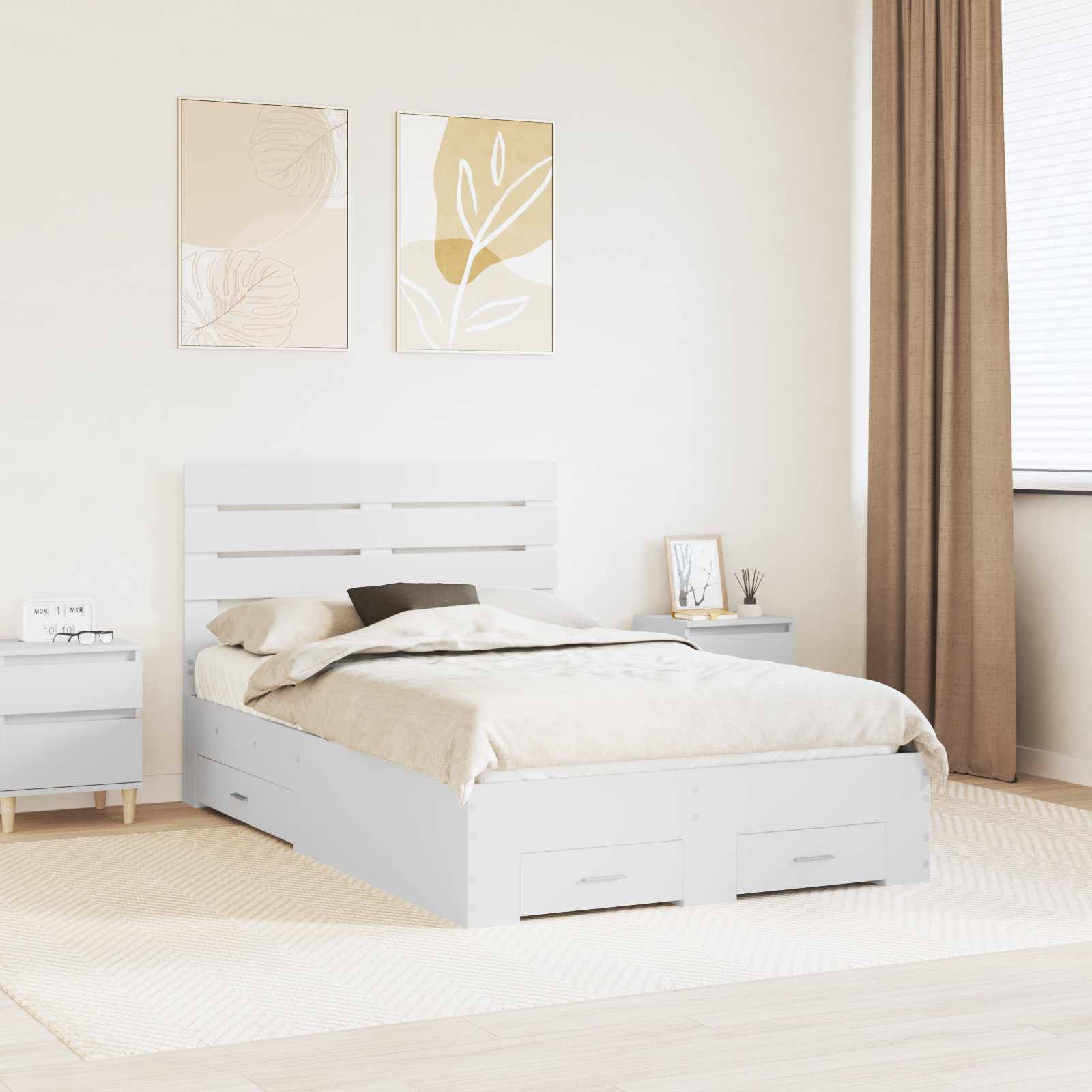 Sengestamme med skuff med hodegjerde med lagring Konstruert tre