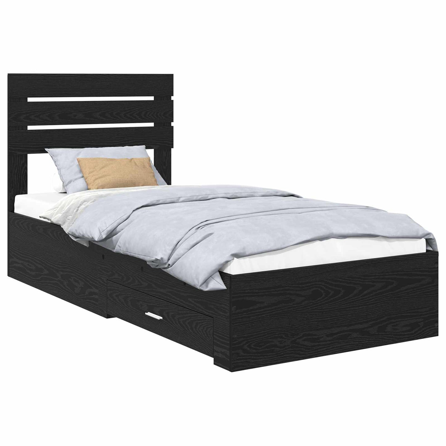 Sengestamme med hodegjerde Svart Eik 90 x 200 cm Konstruert tre