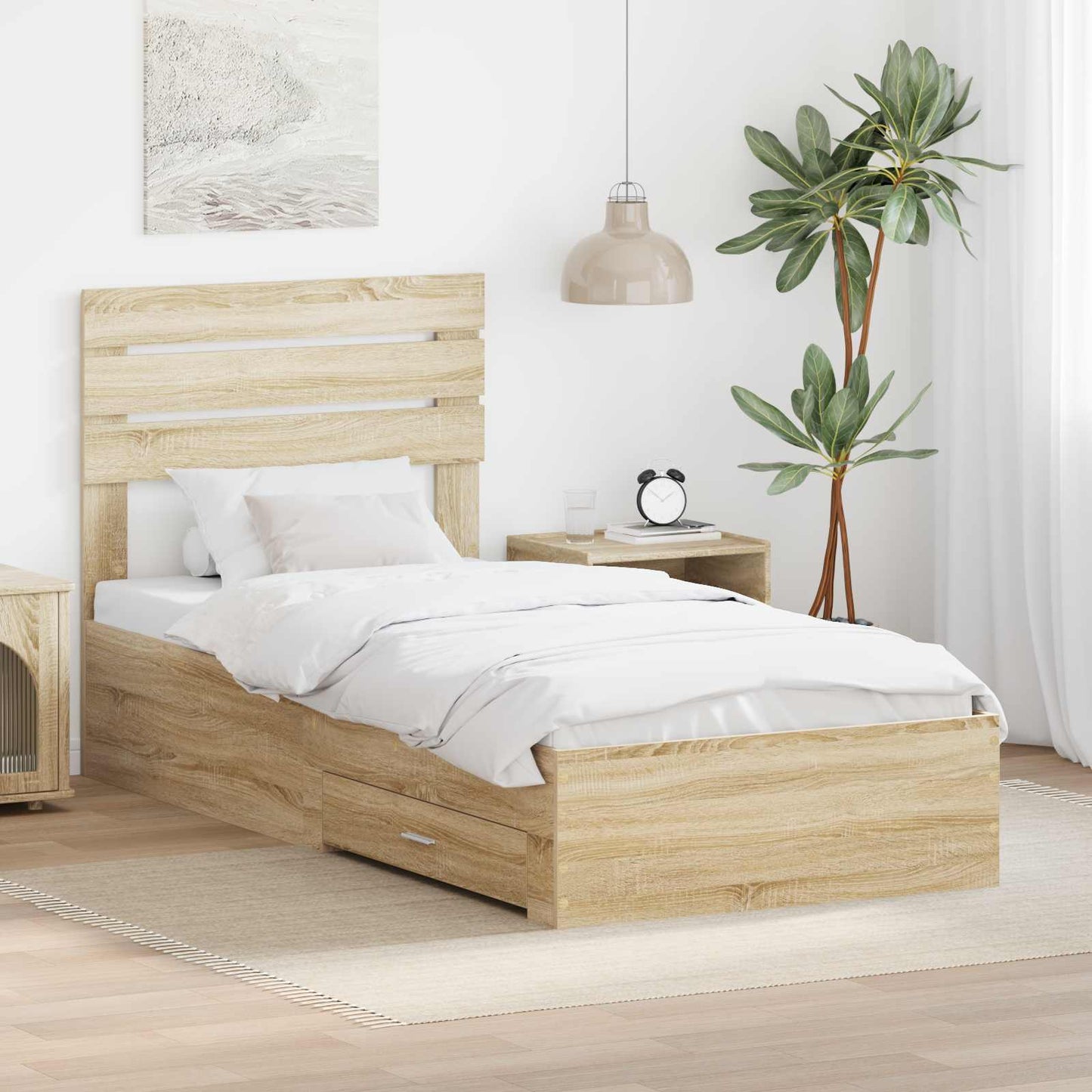 Sengestamme Sonoma Eik og Sølv 75 x 190 cm Konstruert tre