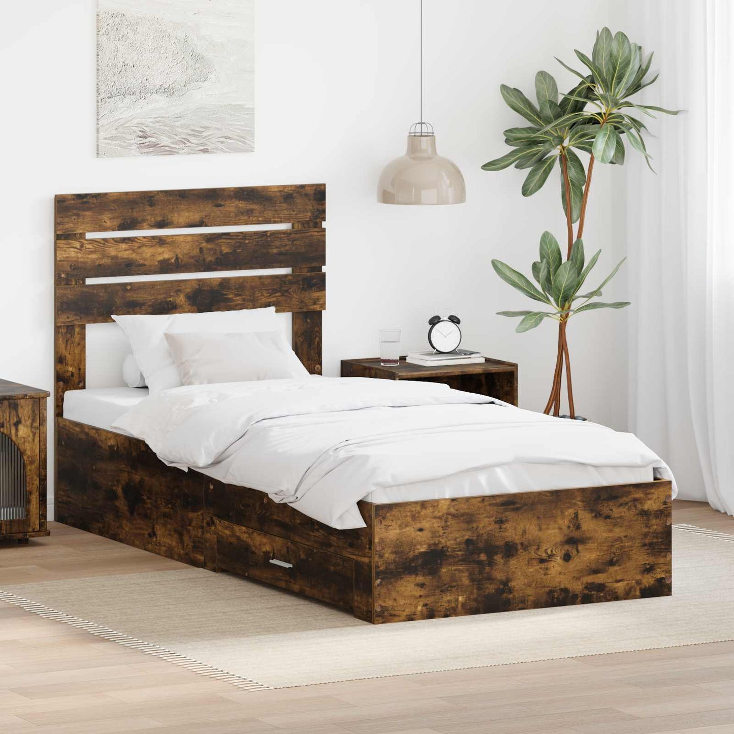Sengestamme Røkt Eik og Sølv 75 x 190 cm Konstruert tre