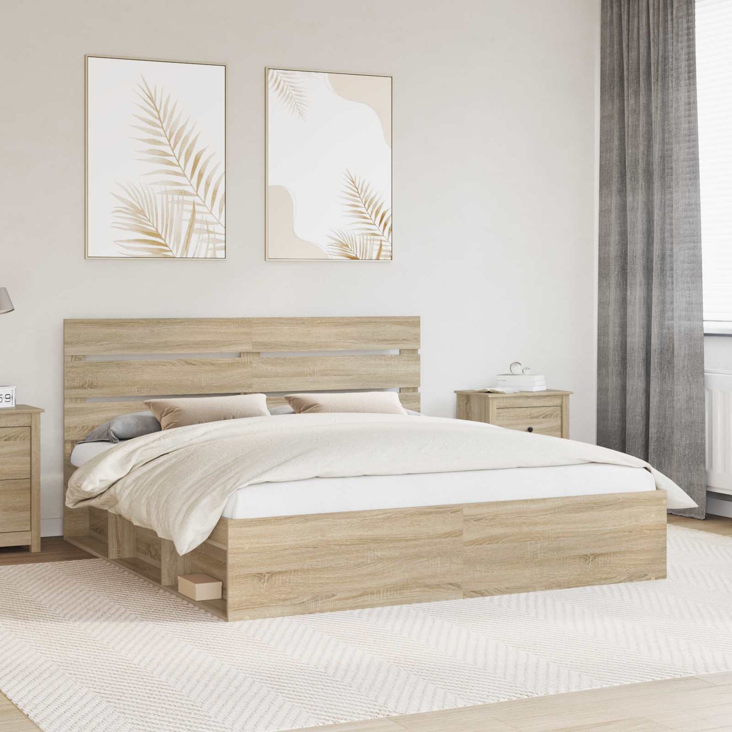 Sengestamme med hodegjerde Sonoma 200 x 200 cm Massiv furu