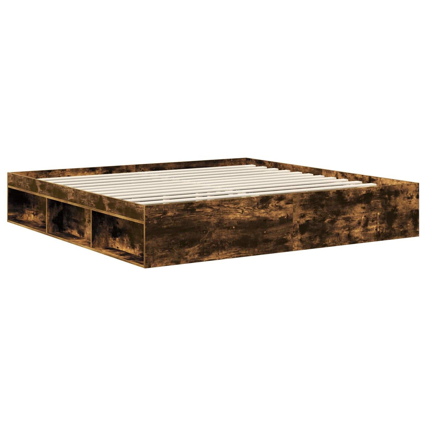 Sengestamme med hodegjerde Røkt eik 200 x 200 cm Massiv furu