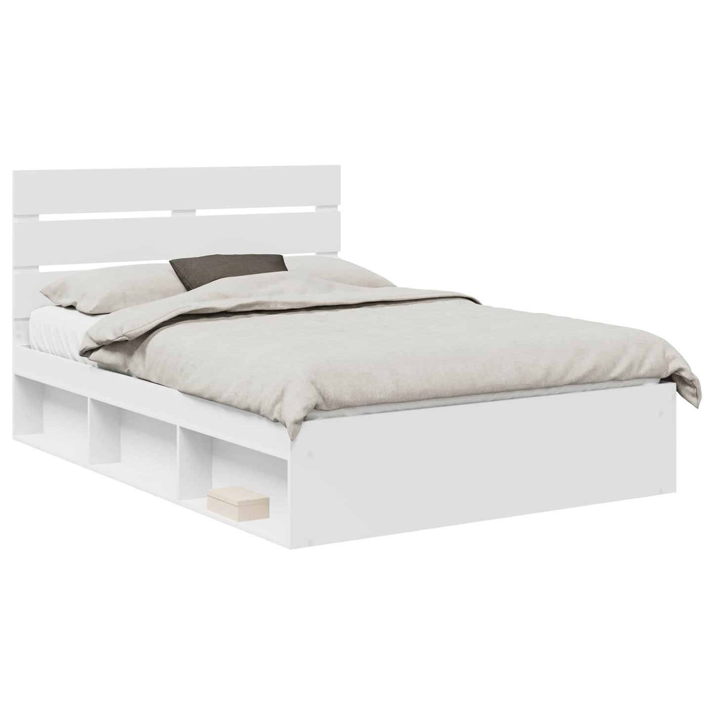 Sengestamme med hodegjerde Hvit 160 x 200 cm Massiv furu