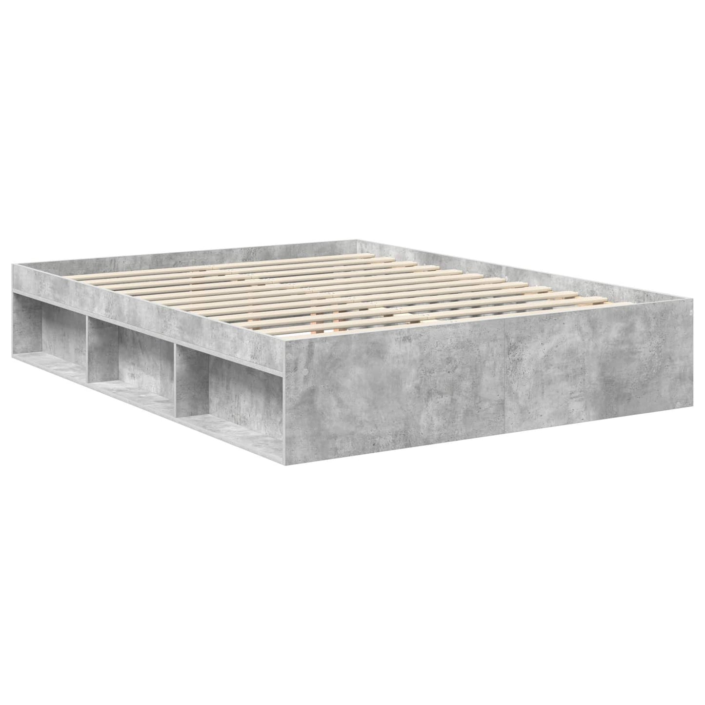 Sengestamme med hodegjerde Betonggrå 150 x 200 cm Massiv furu