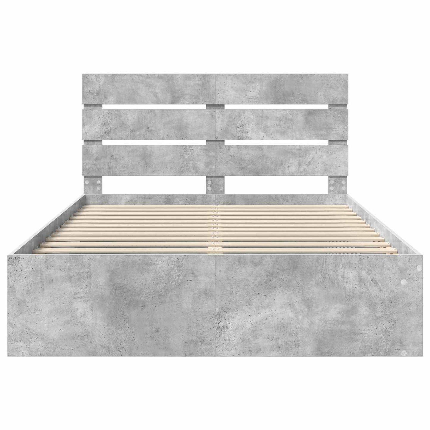 Sengestamme med hodegjerde Betonggrå 150 x 200 cm Massiv furu