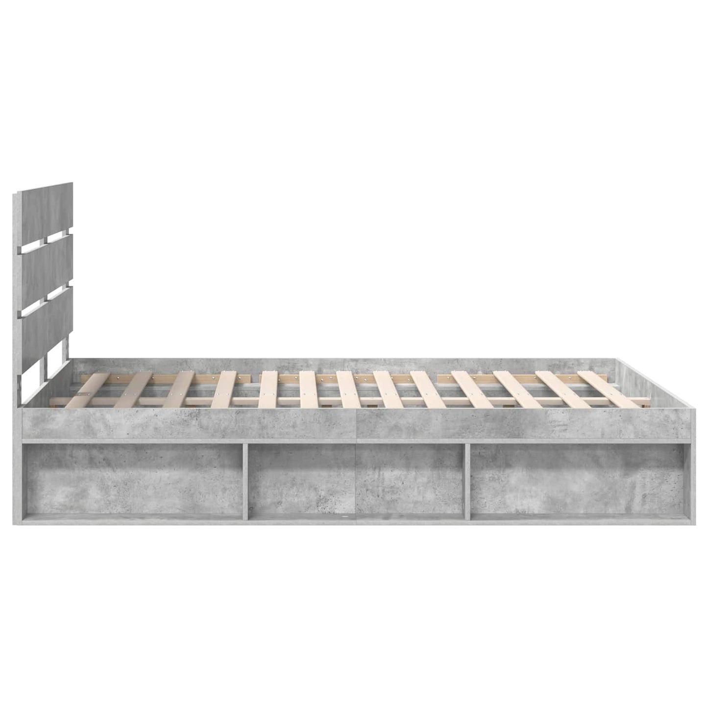 Sengestamme med hodegjerde Betonggrå 150 x 200 cm Massiv furu