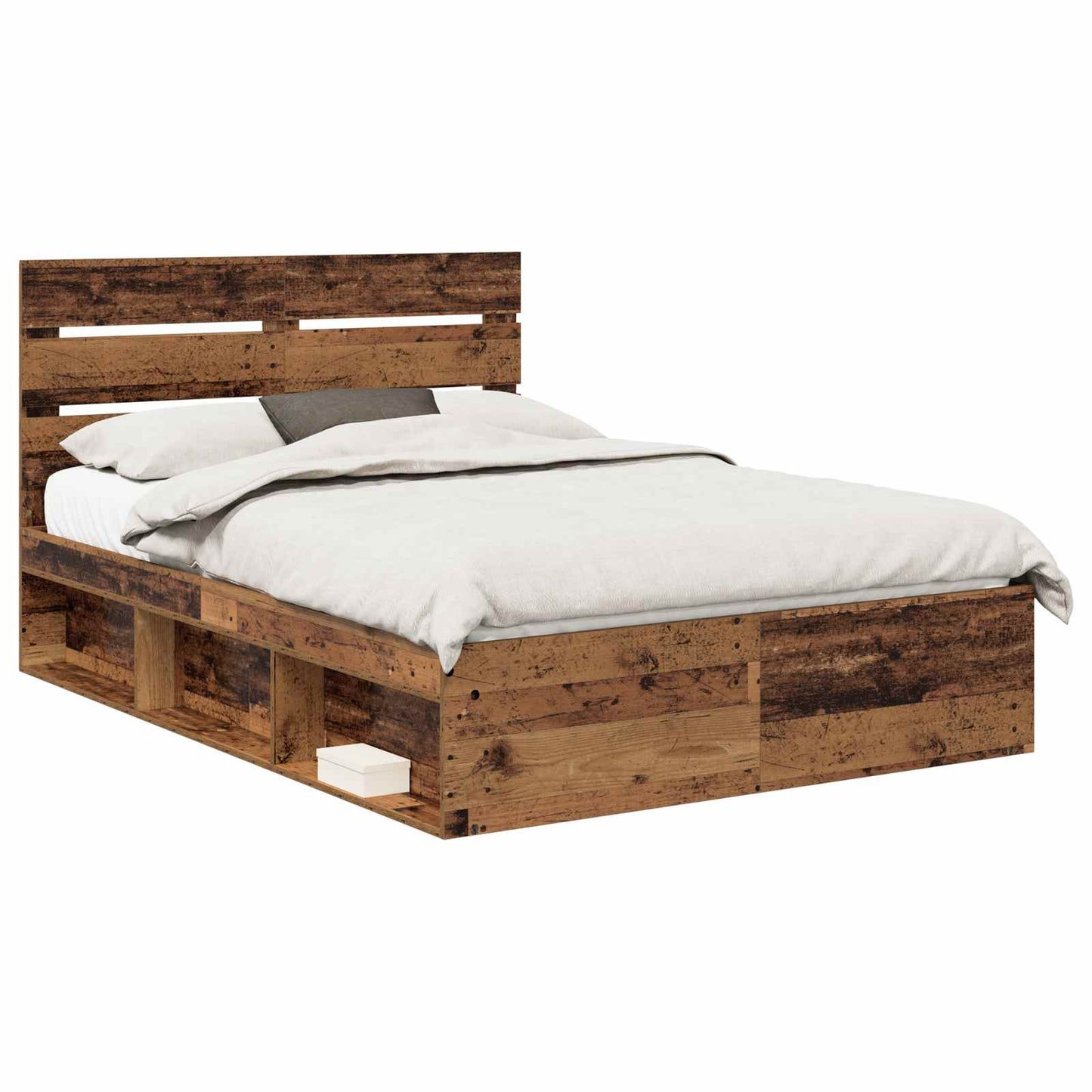 Sengestamme med hodegjerde Gammelt tre 150 x 200 cm Massiv furu