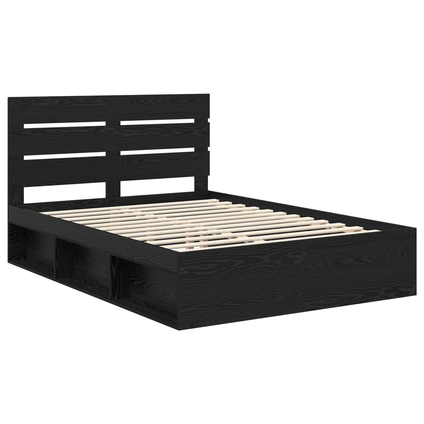Sengestamme med hodegjerde Svart 140 x 190 cm Massiv furu