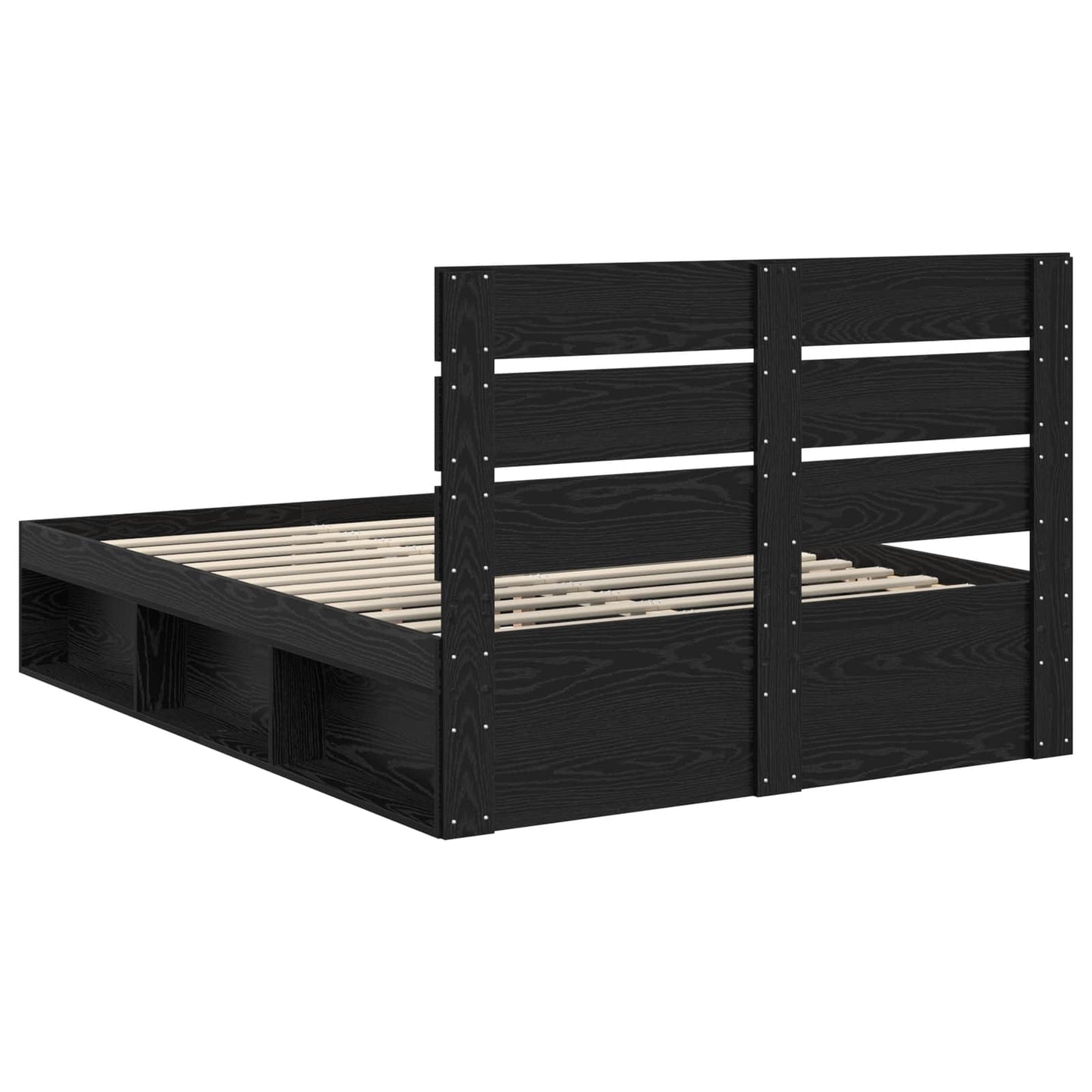 Sengestamme med hodegjerde Svart 140 x 190 cm Massiv furu