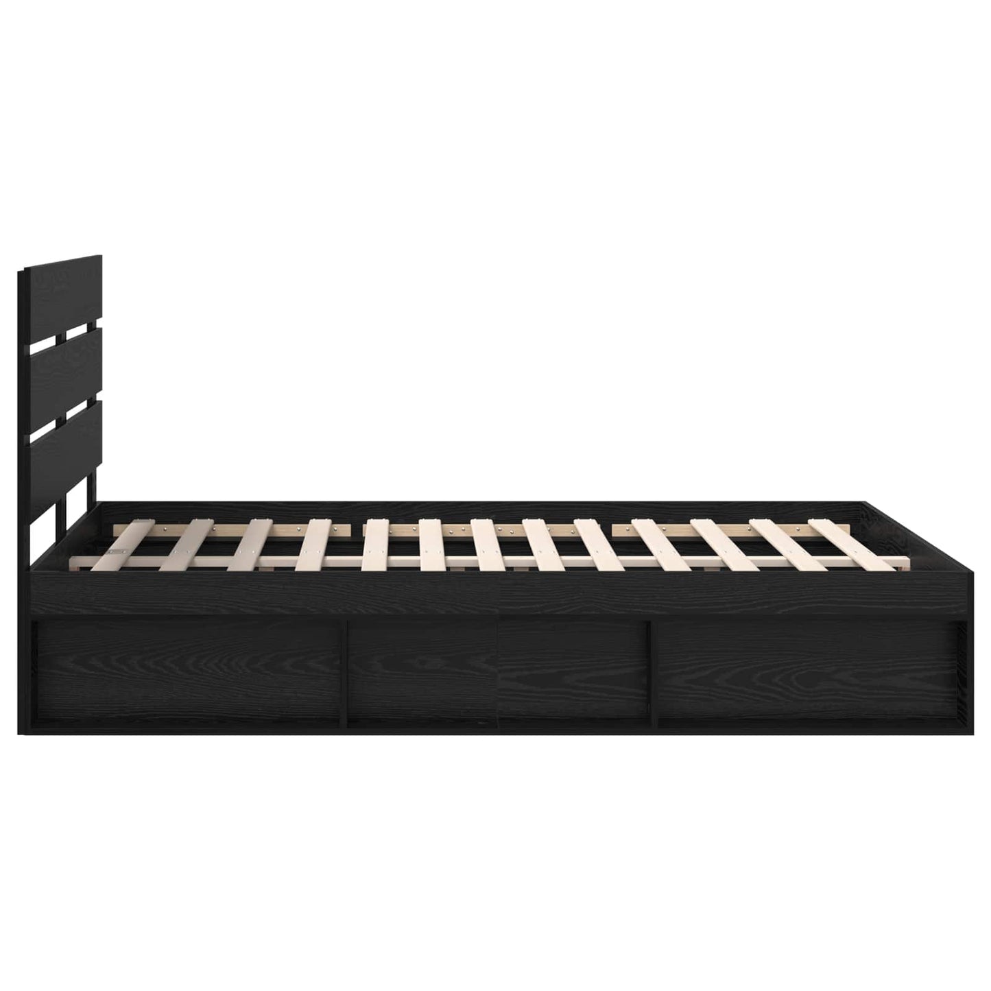 Sengestamme med hodegjerde Svart 140 x 190 cm Massiv furu