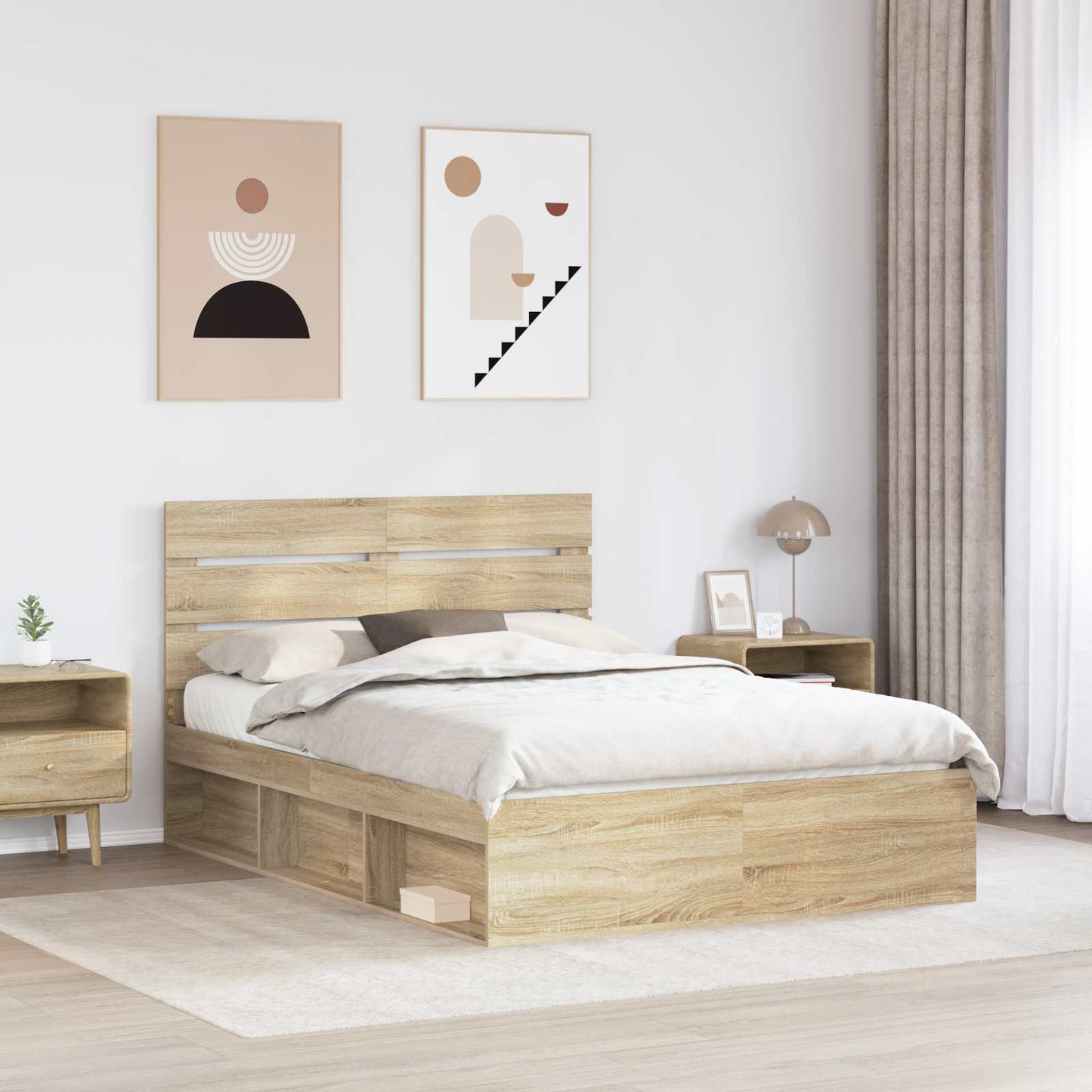 Sengestamme med hodegjerde Sonoma 140 x 190 cm Massiv furu