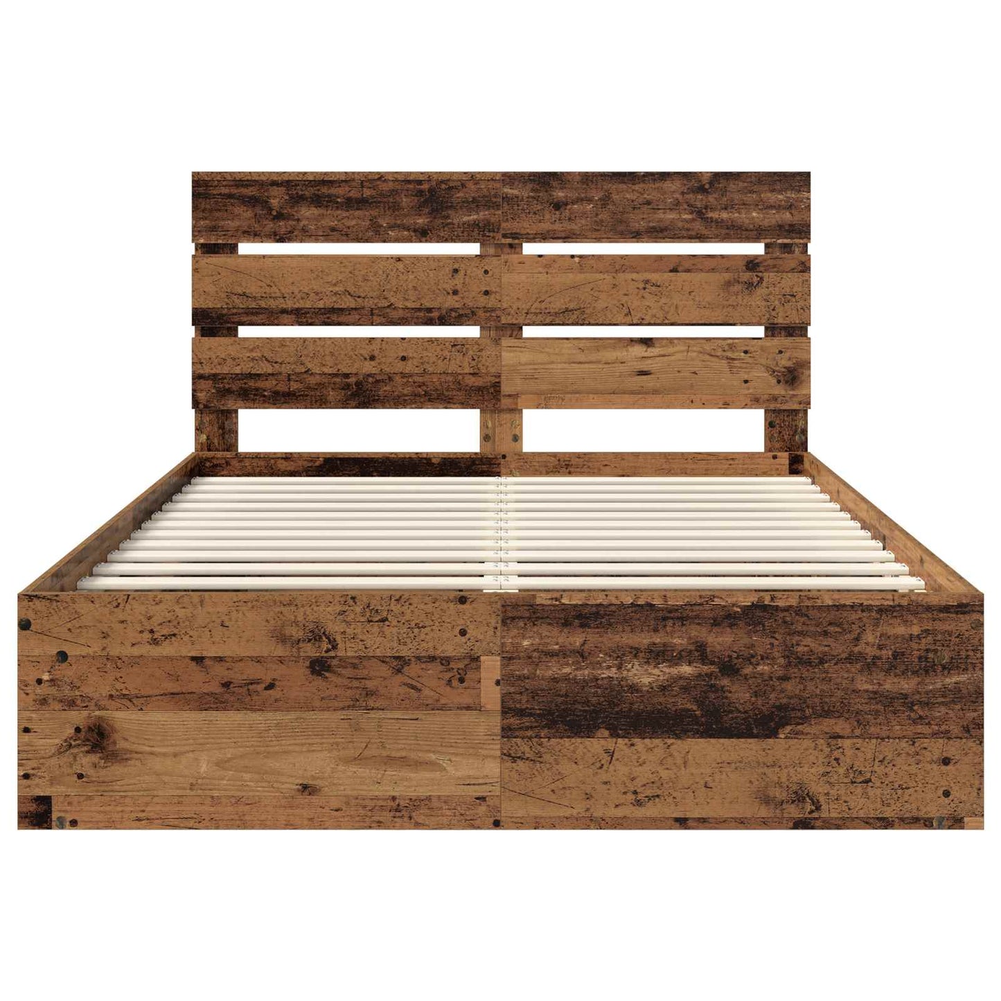 Sengestamme med hodegjerde Gammelt tre 140 x 190 cm Massiv furu