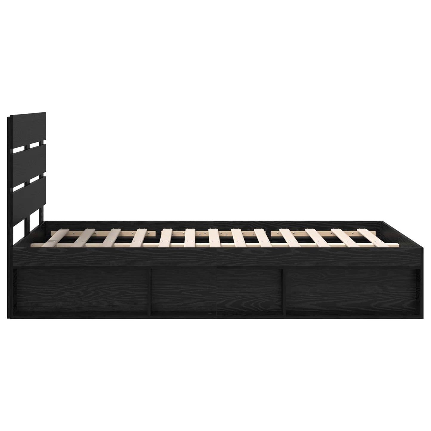 Sengestamme med hodegjerde Svart 135 x 190 cm Massiv furu