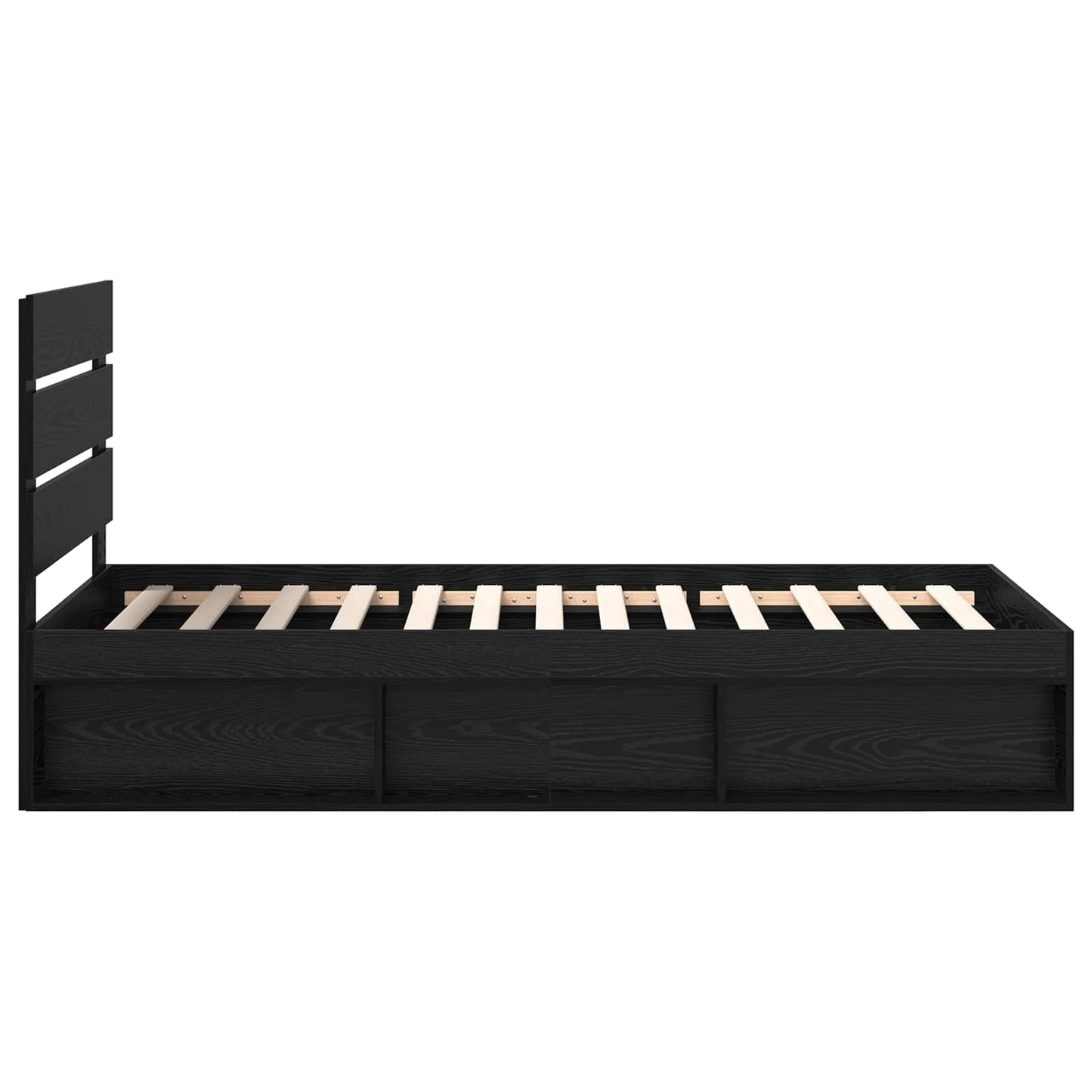 Sengestamme med hodegjerde Svart 90 x 200 cm Massiv furu