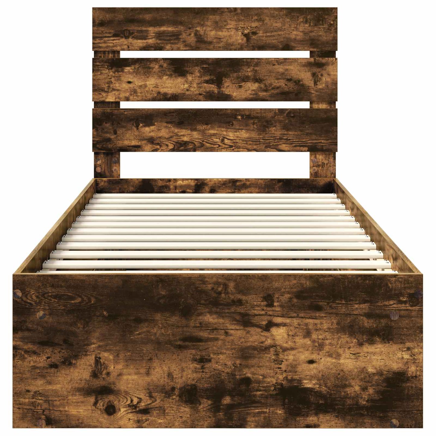 Sengestamme med hodegjerde Røkt eik 90 x 200 cm Massiv furu