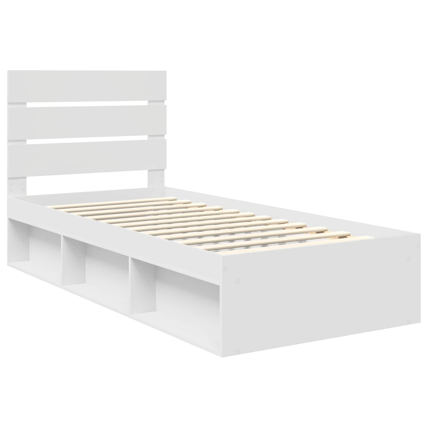 Sengestamme med hodegjerde Hvit 90 x 190 cm Massiv furu